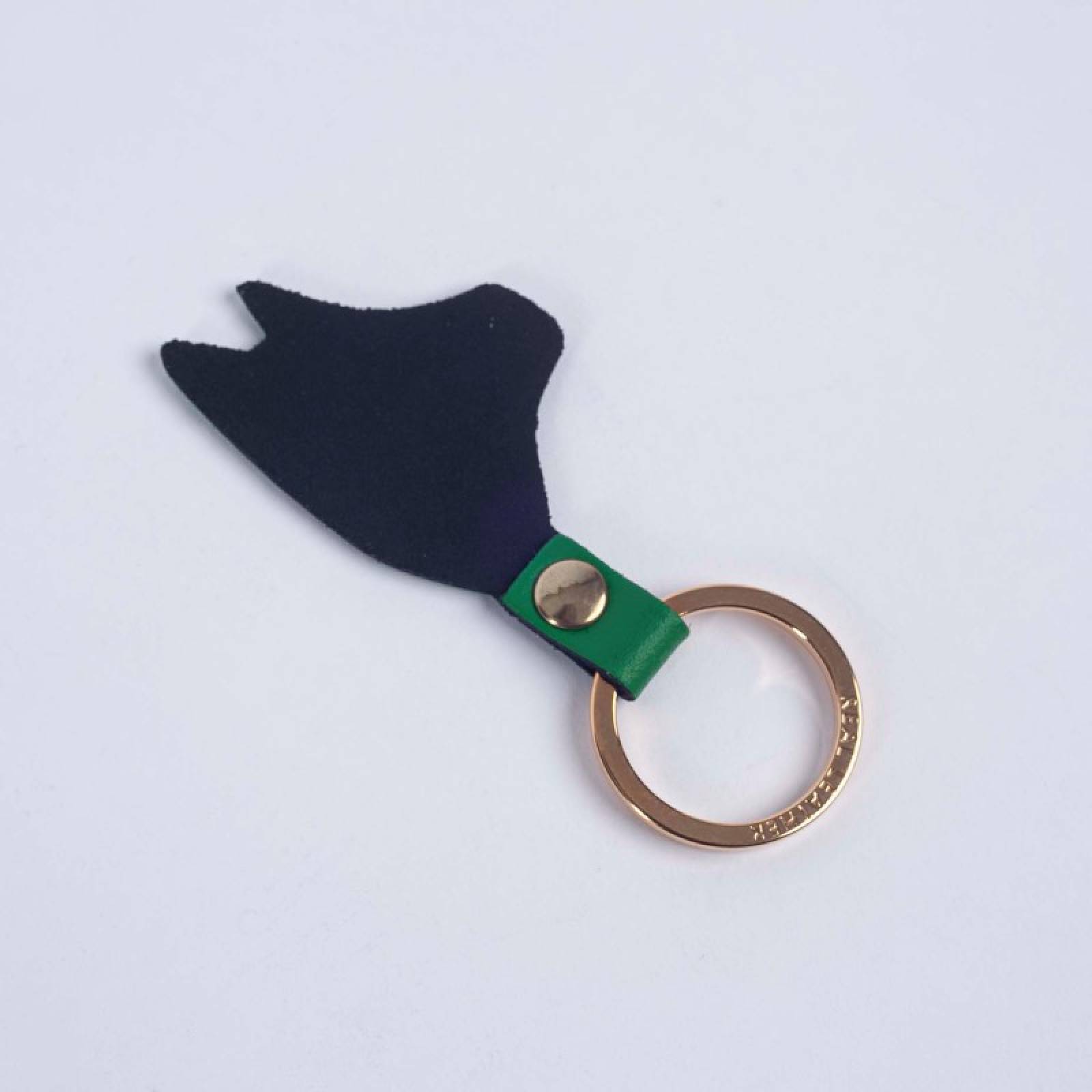 Dog Head Leather Keyring In Green thumbnails