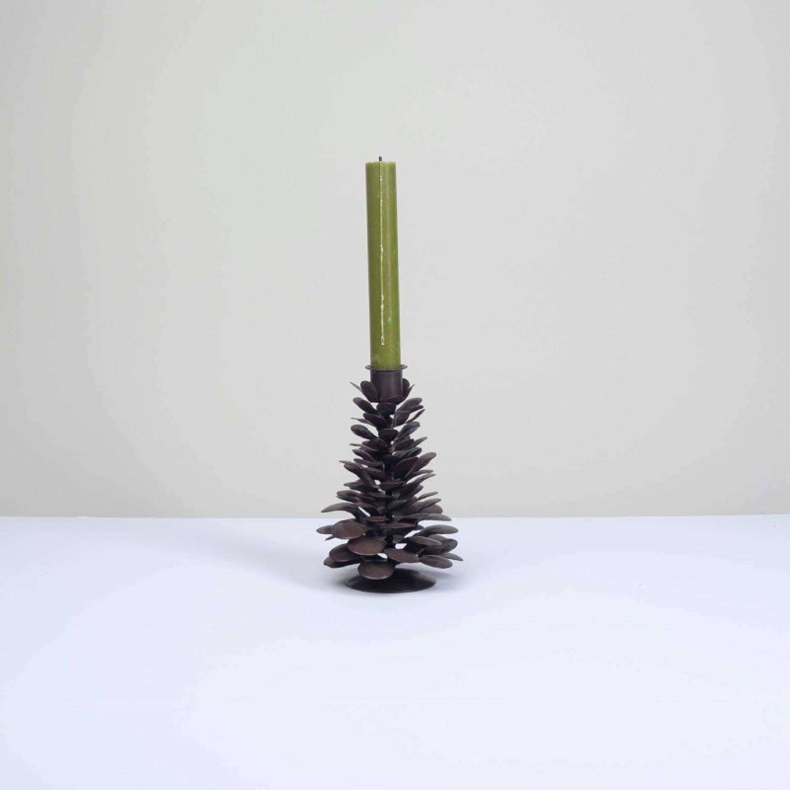 Elagalu Pine Cone Candle Holder In Rust