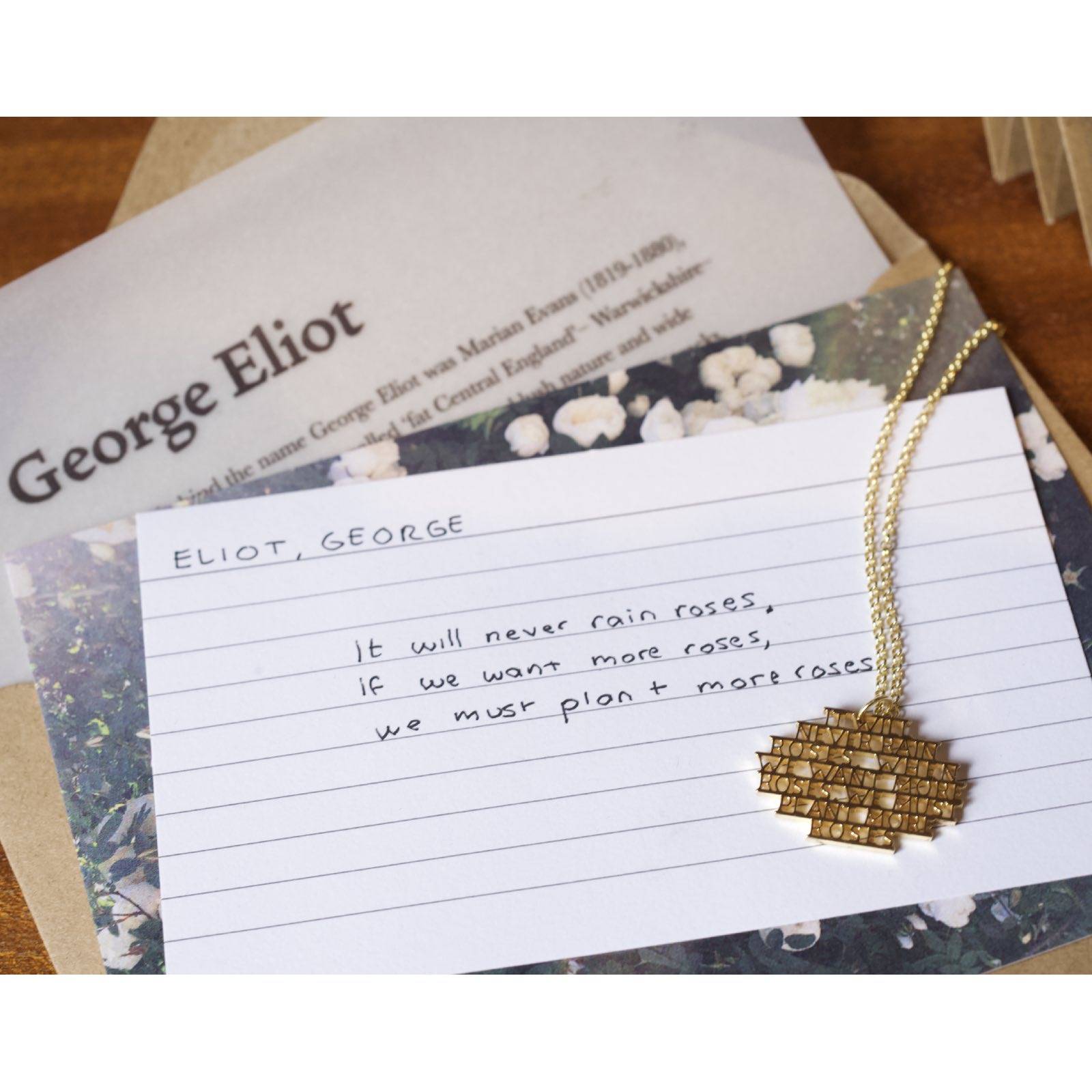 George Eliot - Roses  Gold Quote Necklace By Ordbord thumbnails