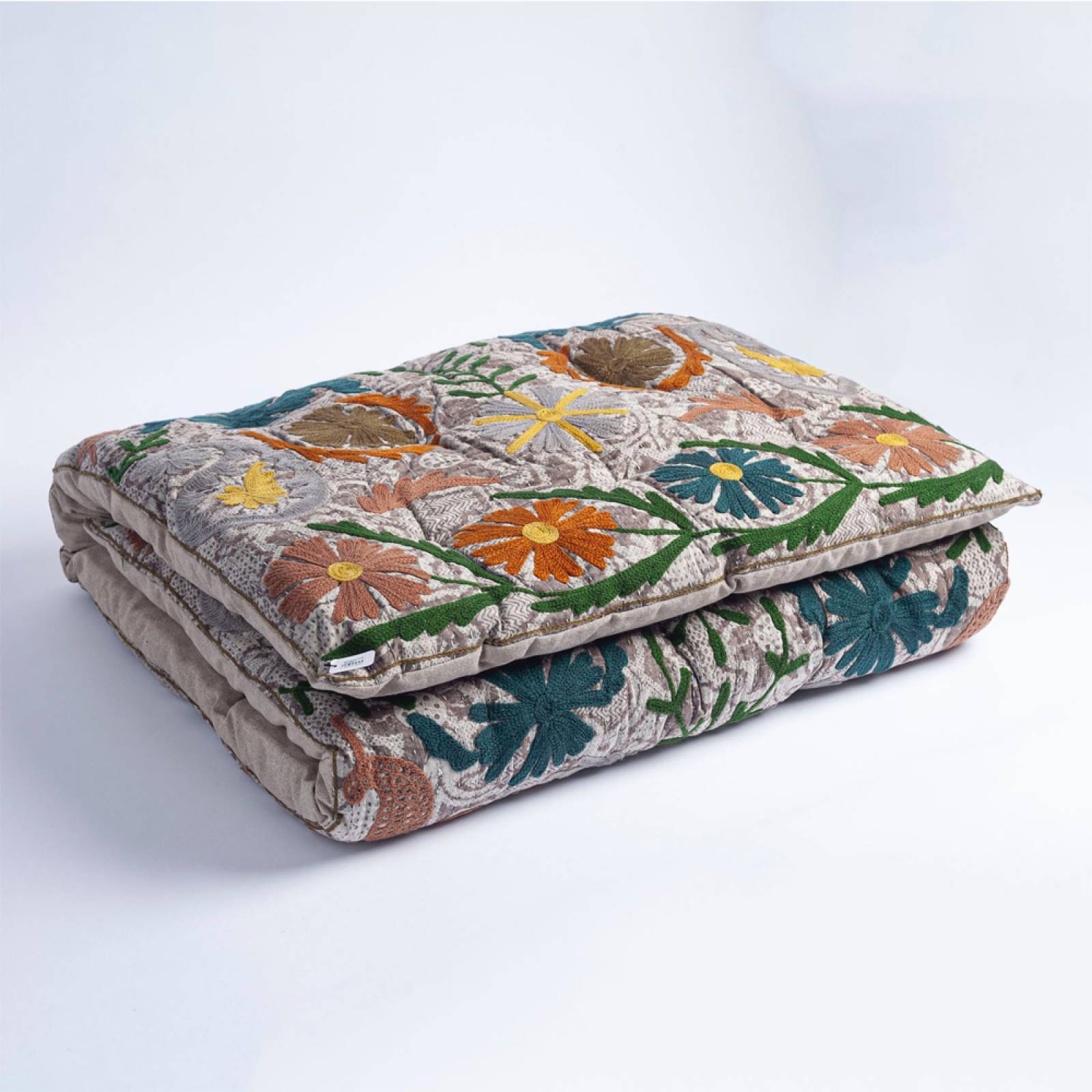 Embroidered Folding Mattress In Multi Colours