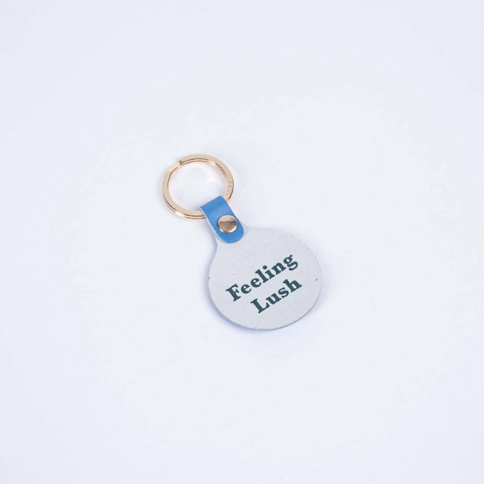 Feeling Lush Smiley Leather Keyring In Cornflower Blue thumbnails