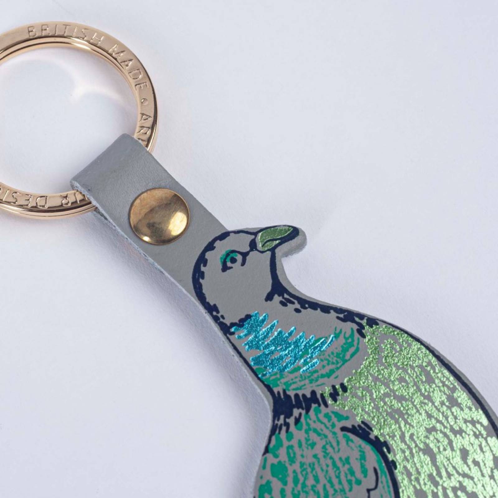 Feral Pigeon Leather Keyring In Lilac Grey thumbnails
