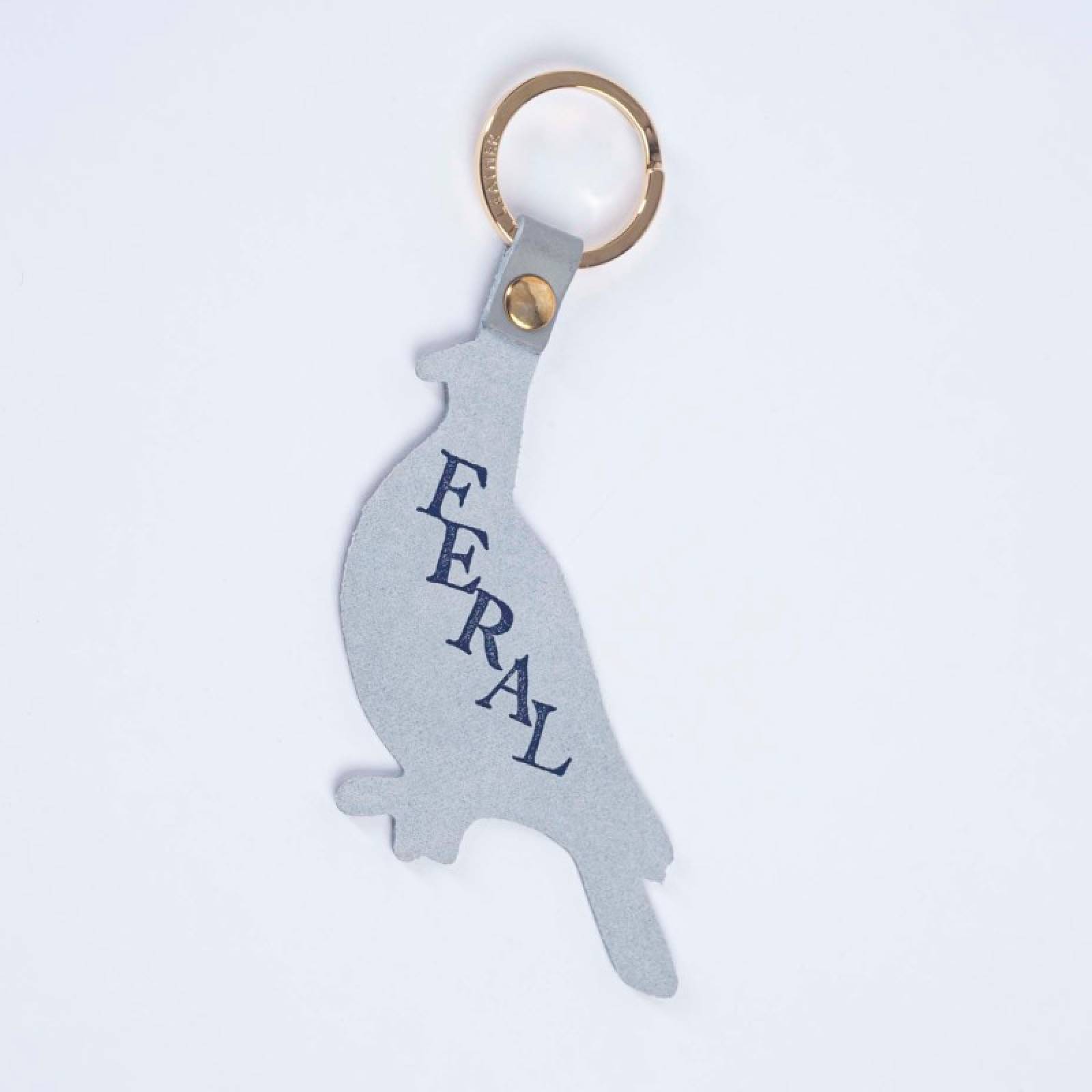 Feral Pigeon Leather Keyring In Lilac Grey thumbnails