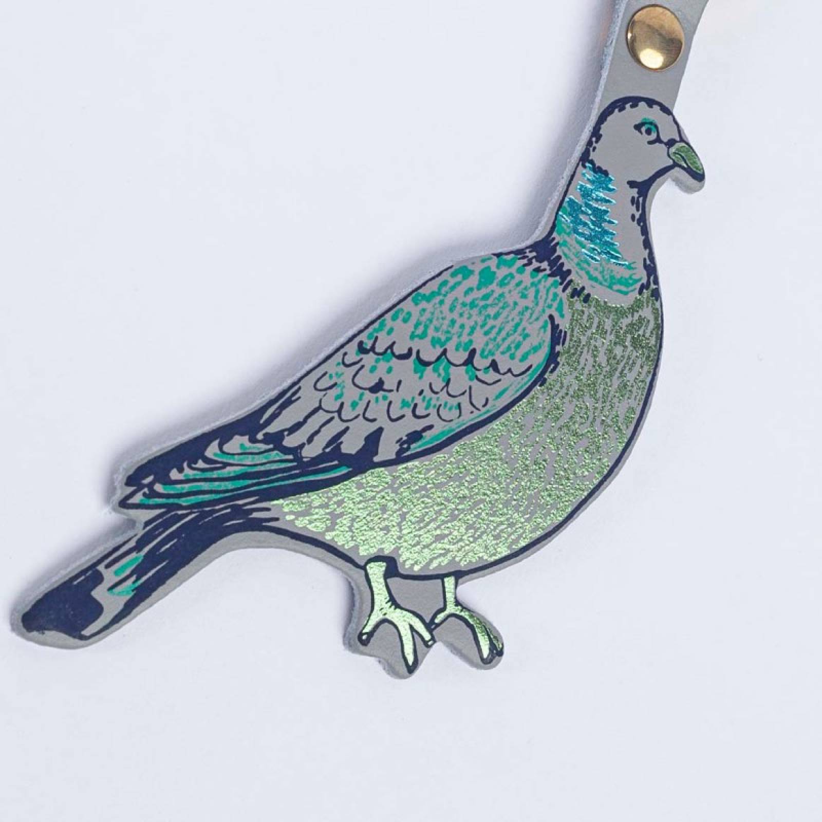 Feral Pigeon Leather Keyring In Lilac Grey thumbnails