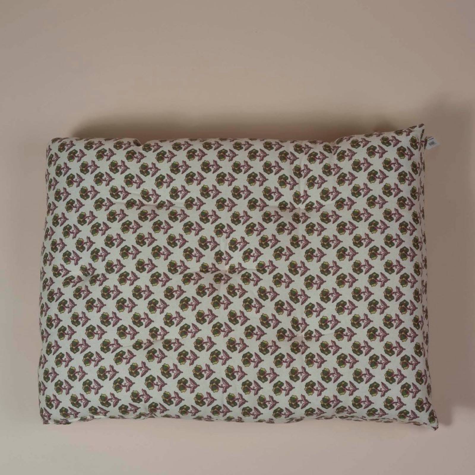 Folding Bench Cushion In Green & Burgundy Block Print thumbnails
