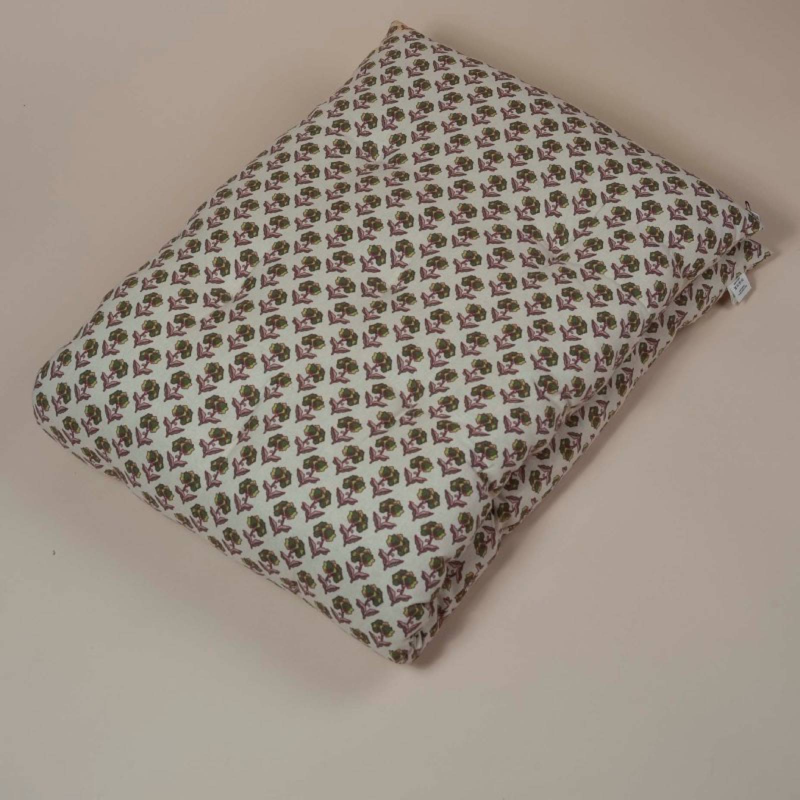 Folding Bench Cushion In Green & Burgundy Block Print