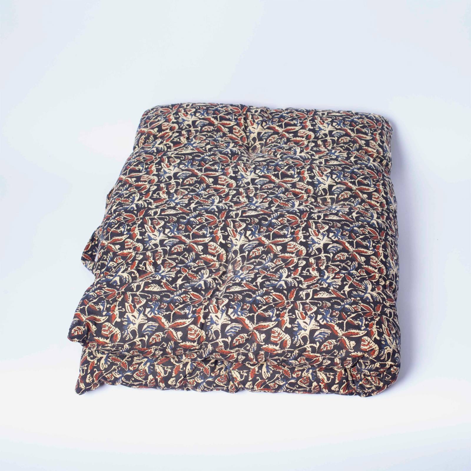 Printed Single Cotton Folding Cushion In Black & Rust thumbnails