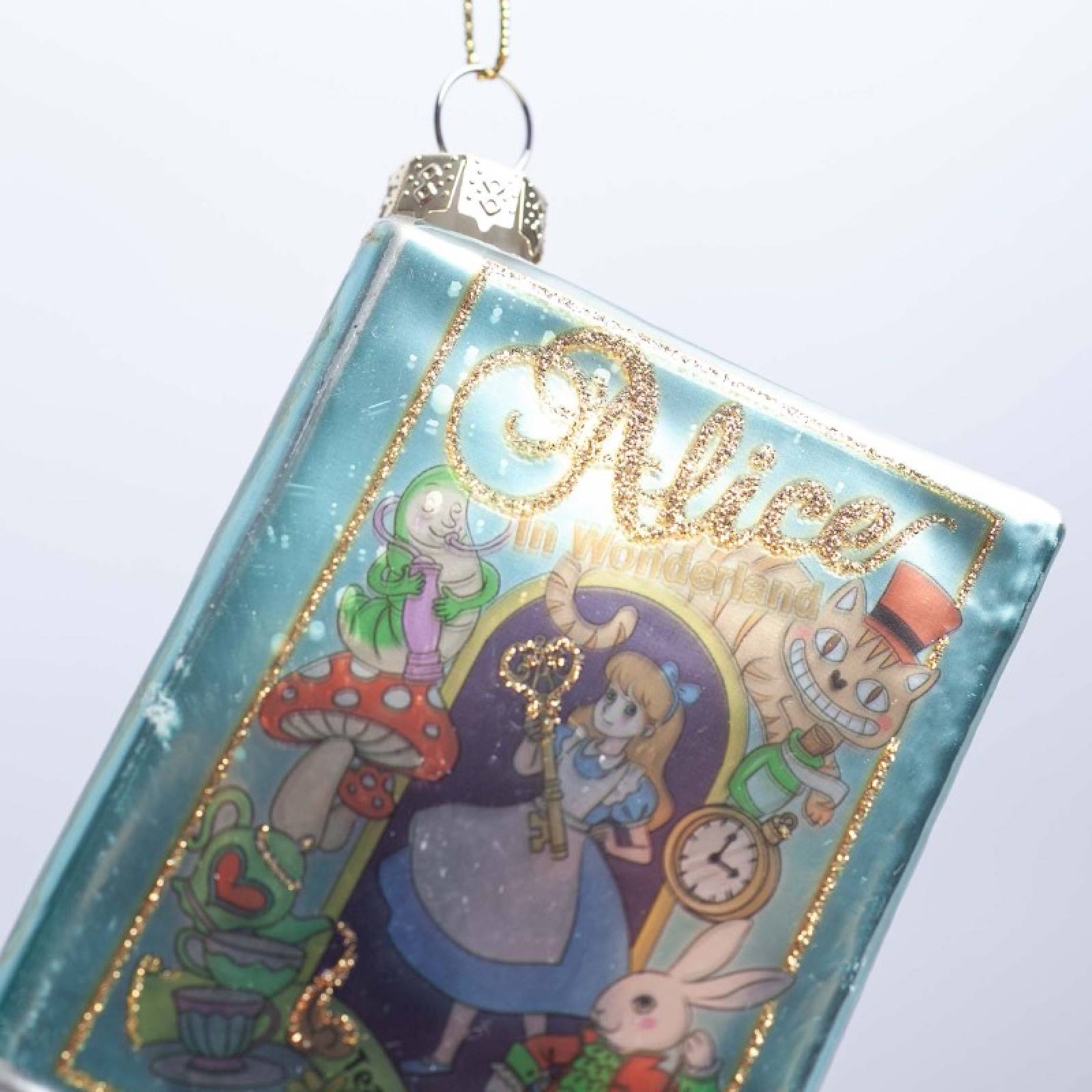 Glass Alice In Wonderland Book Hanging Christmas Decoration thumbnails