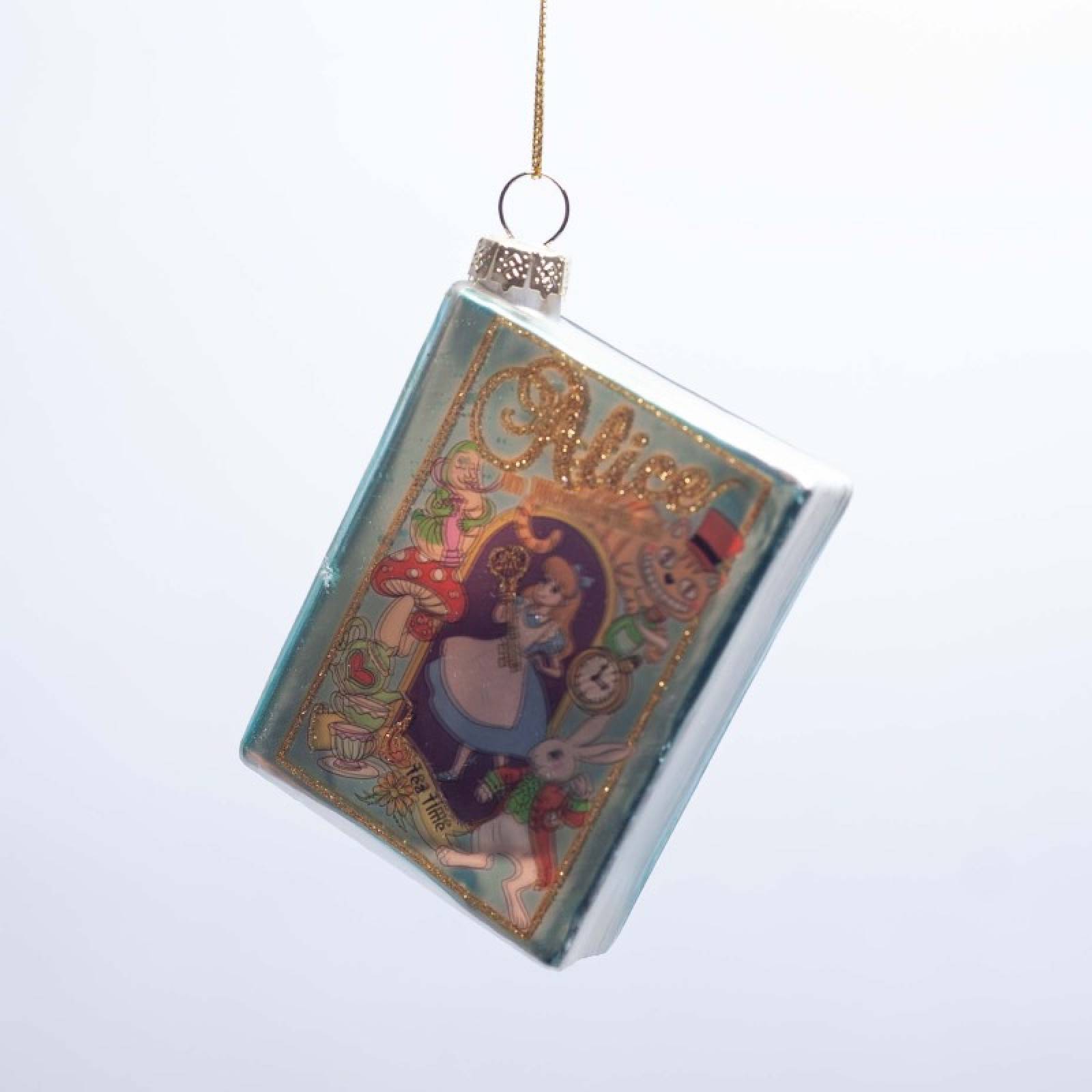 Glass Alice In Wonderland Book Hanging Christmas Decoration