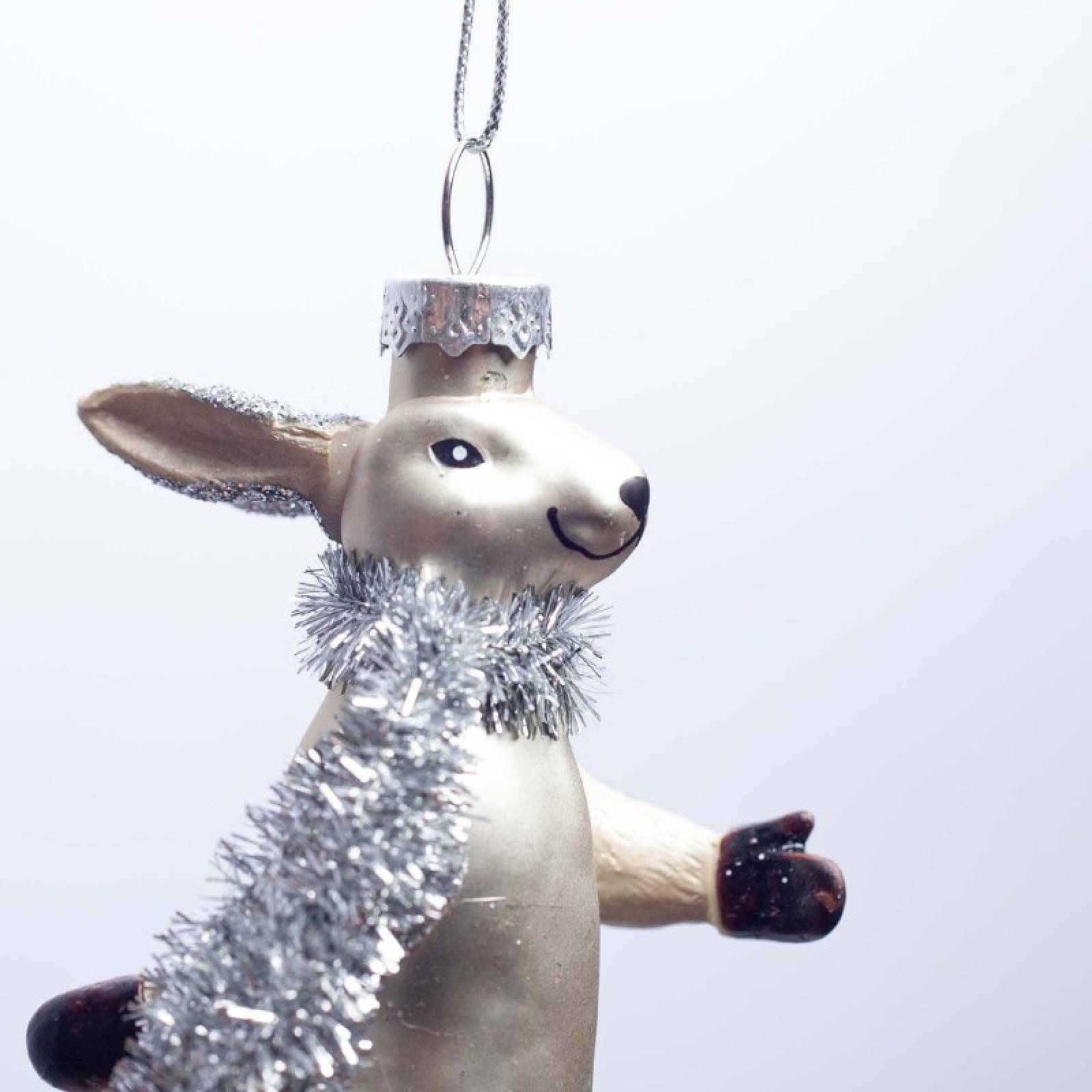 Glass Skating Hare Hanging Christmas Decoration thumbnails