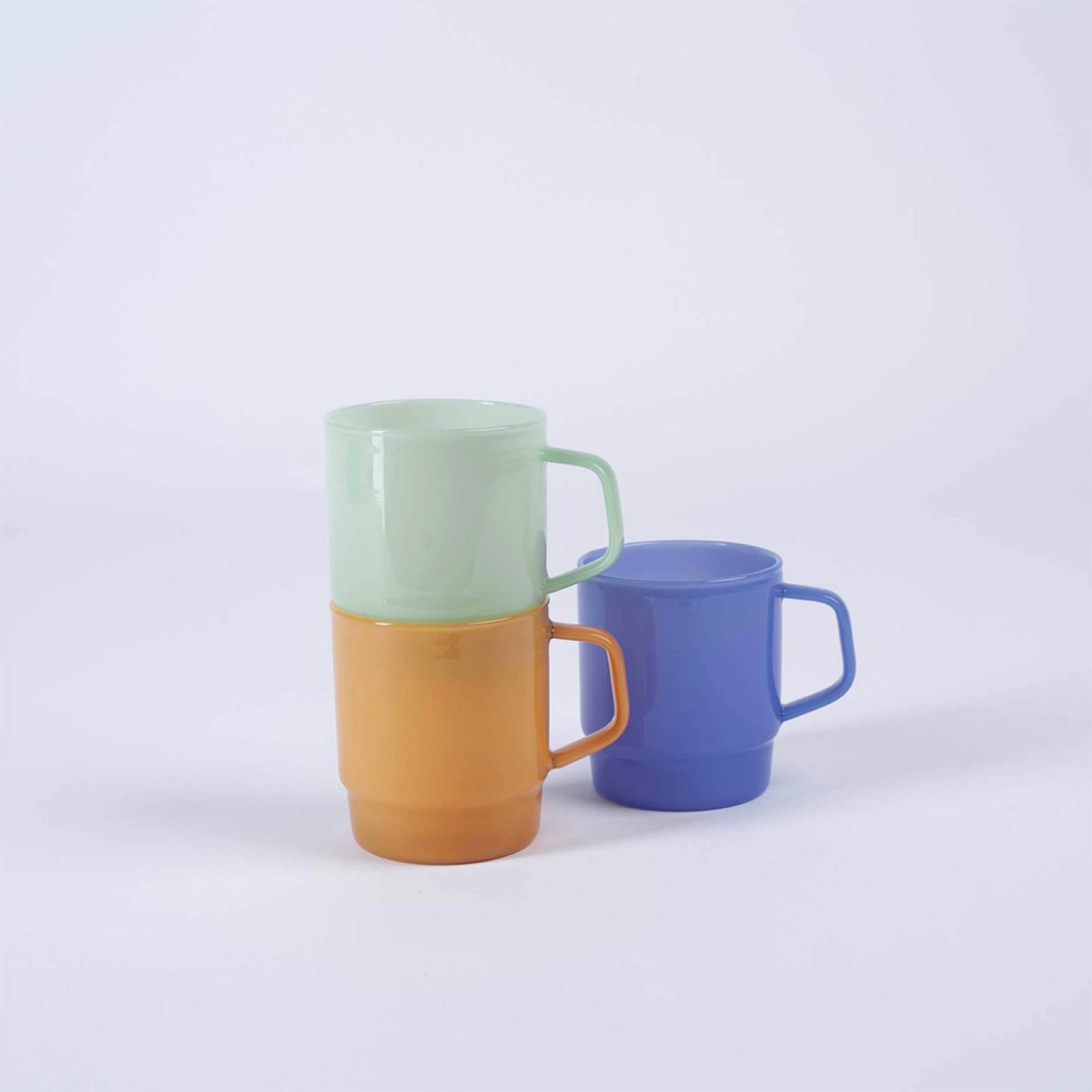Glass Coffee Cup In Milky Blue thumbnails