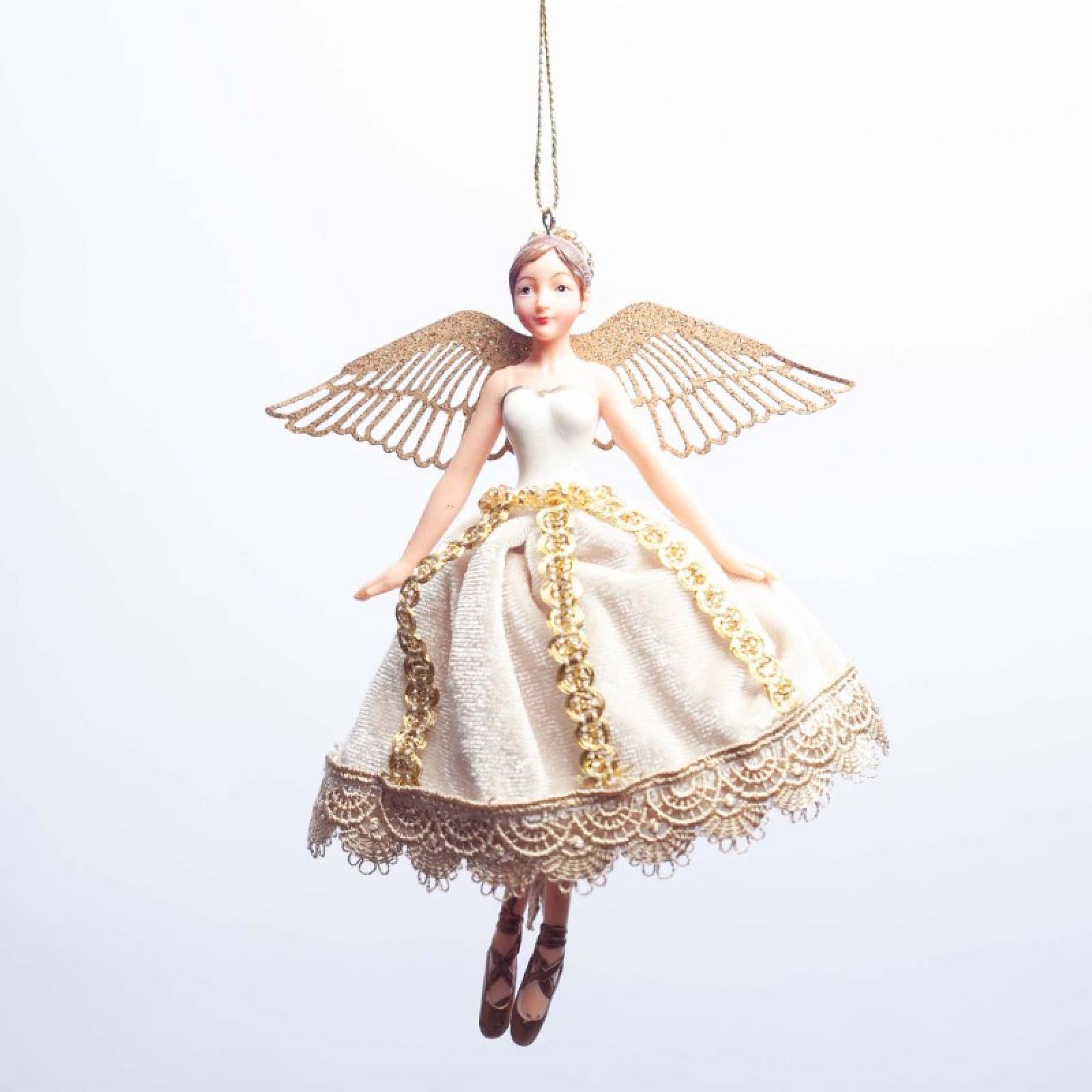 Gold Fairy With Wings Hanging Christmas Decoration