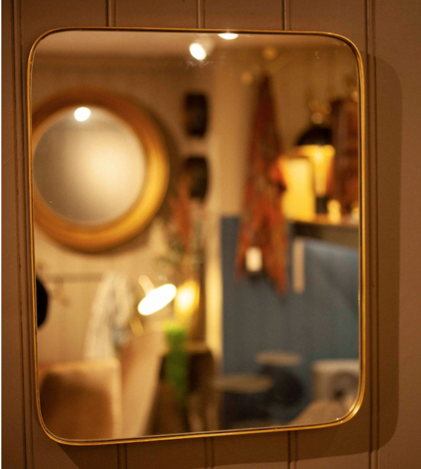 Gold Rectangular Mirror With Curved Frame 51x60cm thumbnails