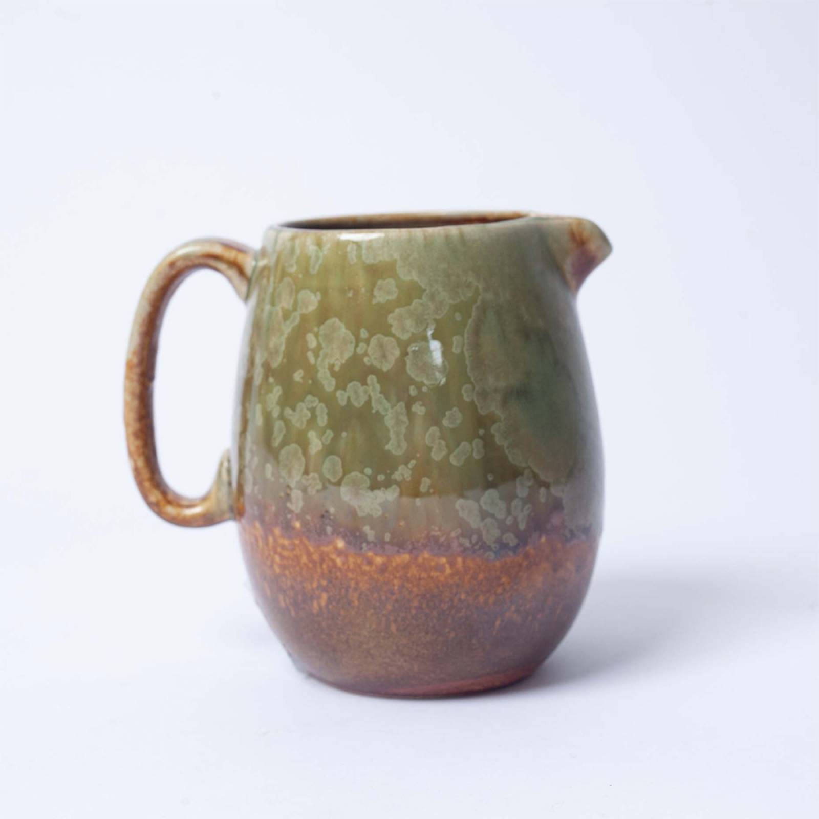 Green & Brown Glazed Stoneware Jug H: 13cm