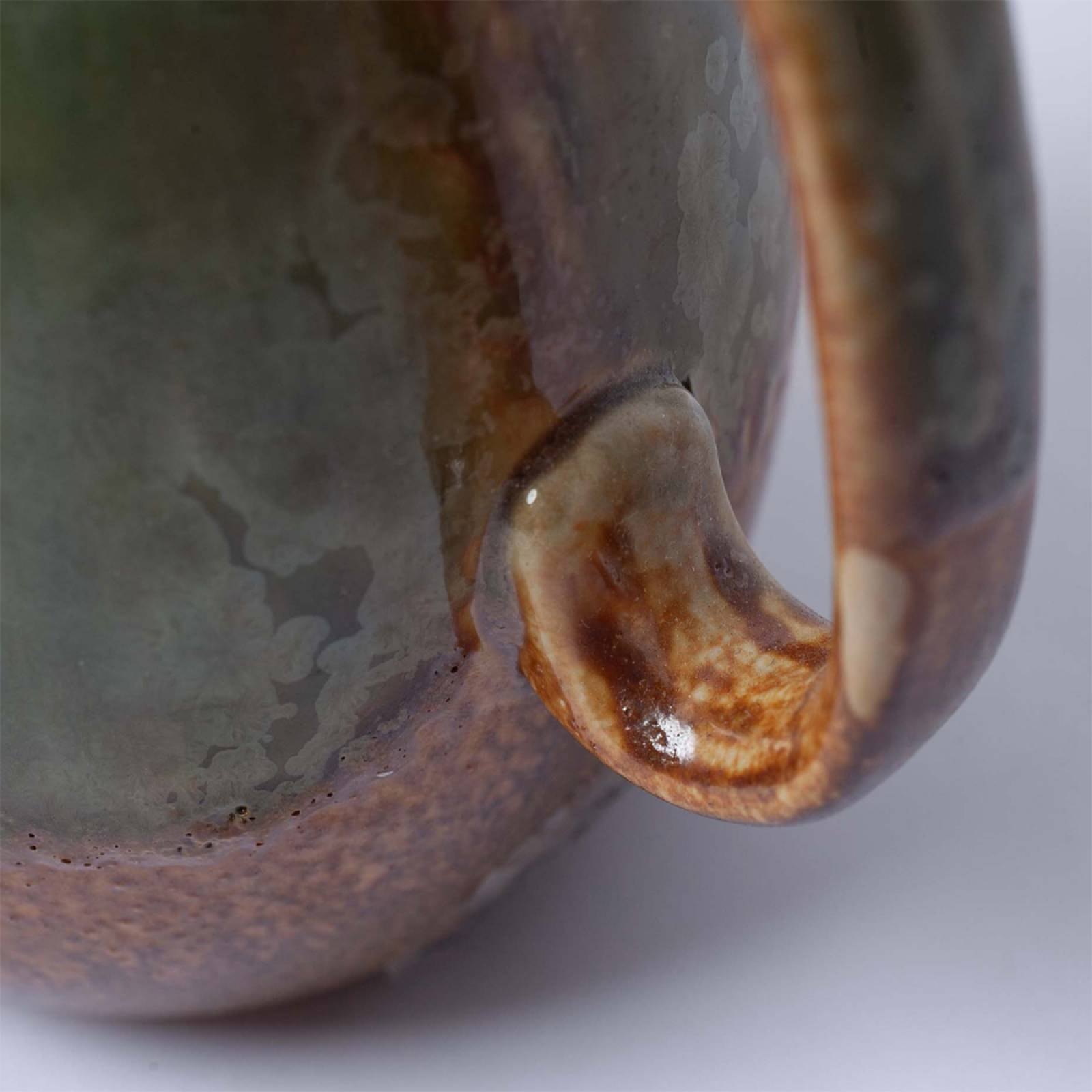 Green & Brown Glazed Stoneware Jug H: 13cm thumbnails