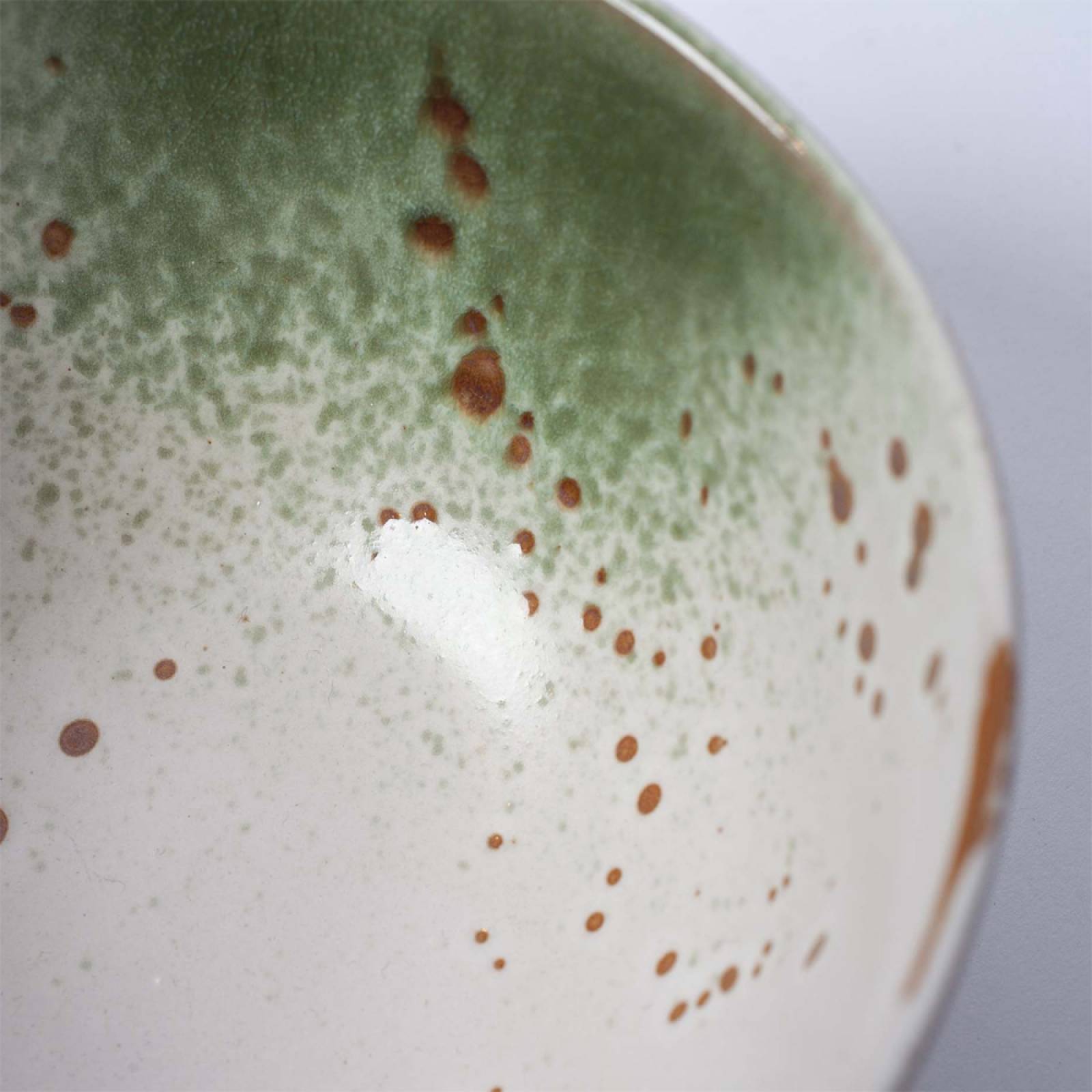 Green & White Stoneware Bowl 15x8cm thumbnails