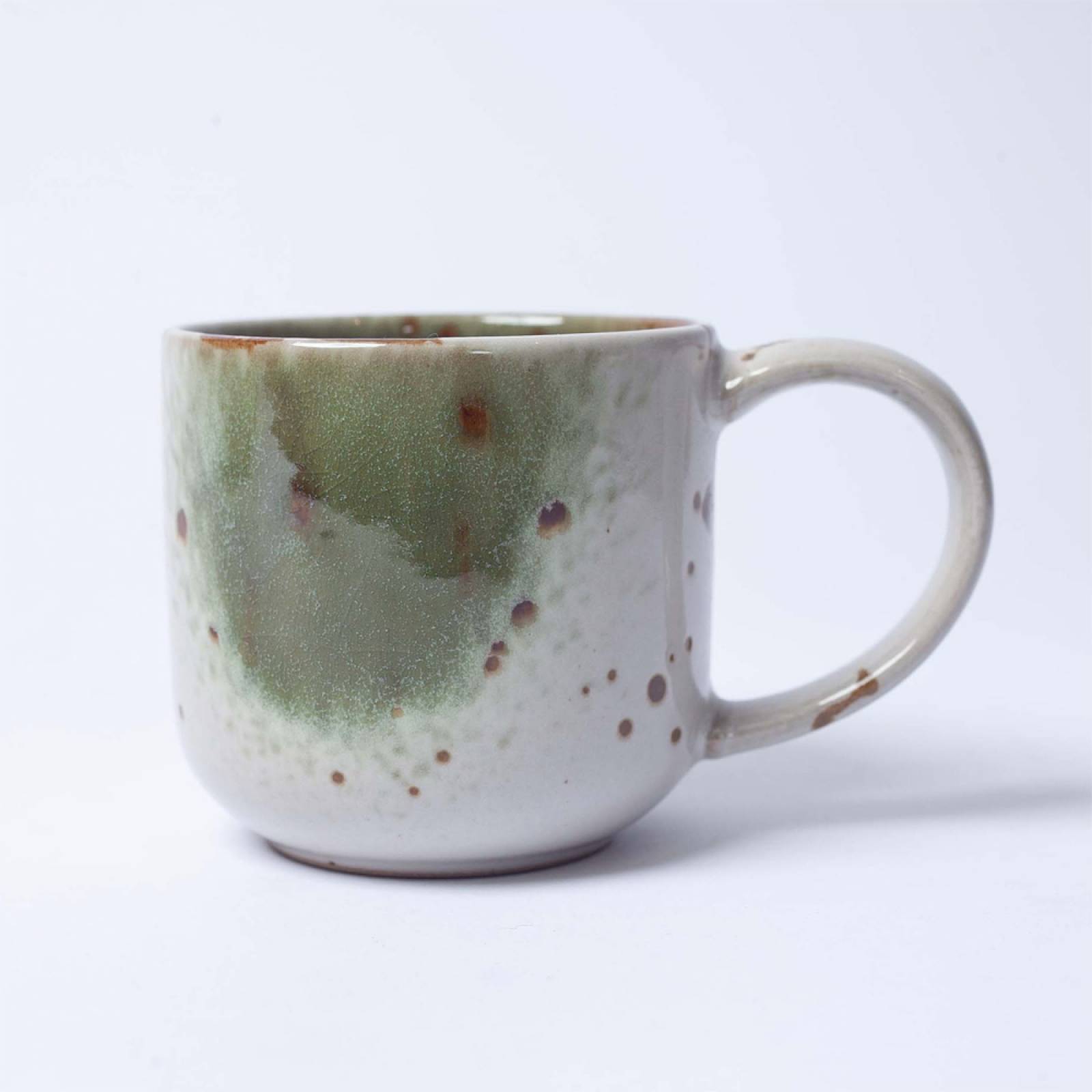 Green & White Stoneware Mug 8cm