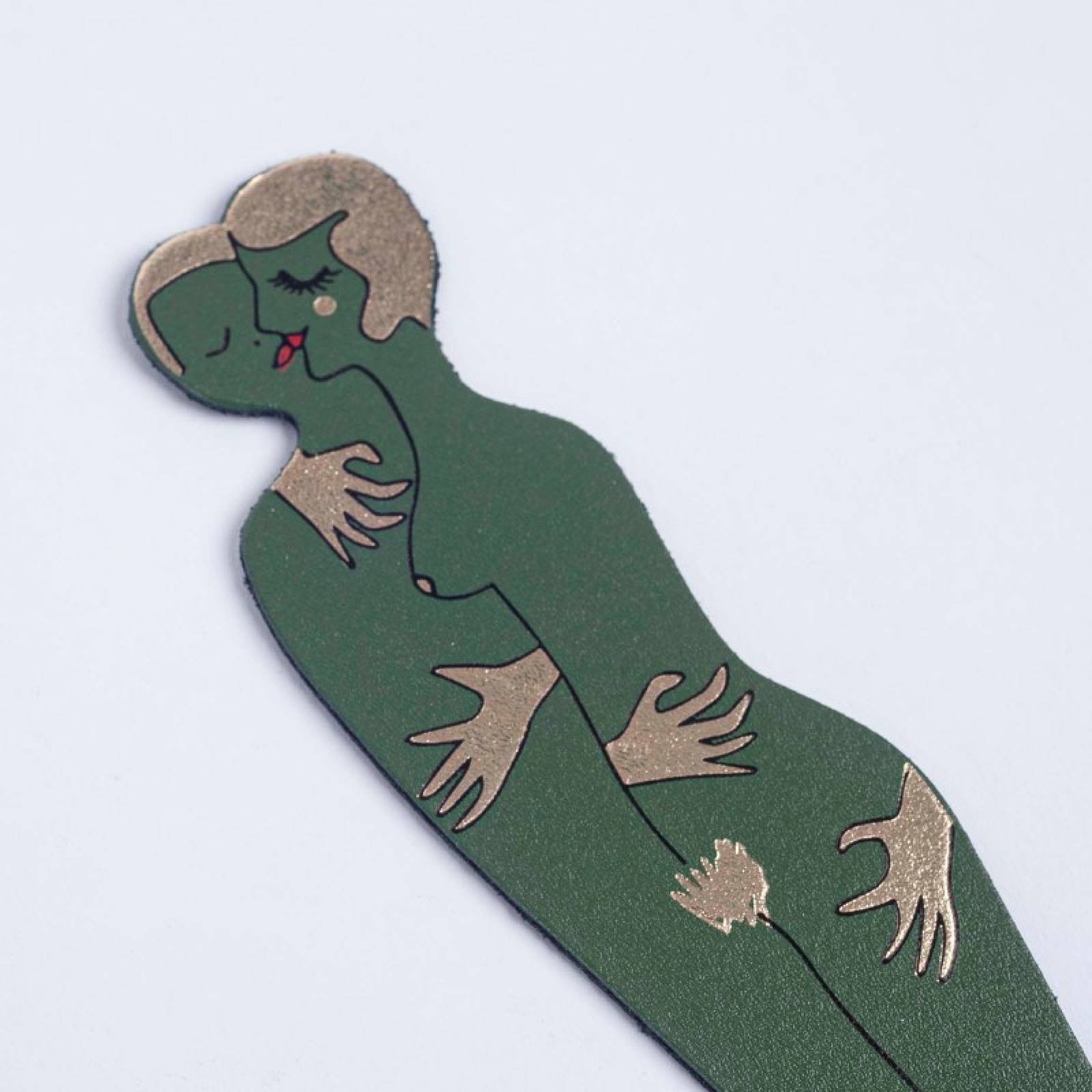 Hand Painted Leather Book Lover Bookmark In Green thumbnails