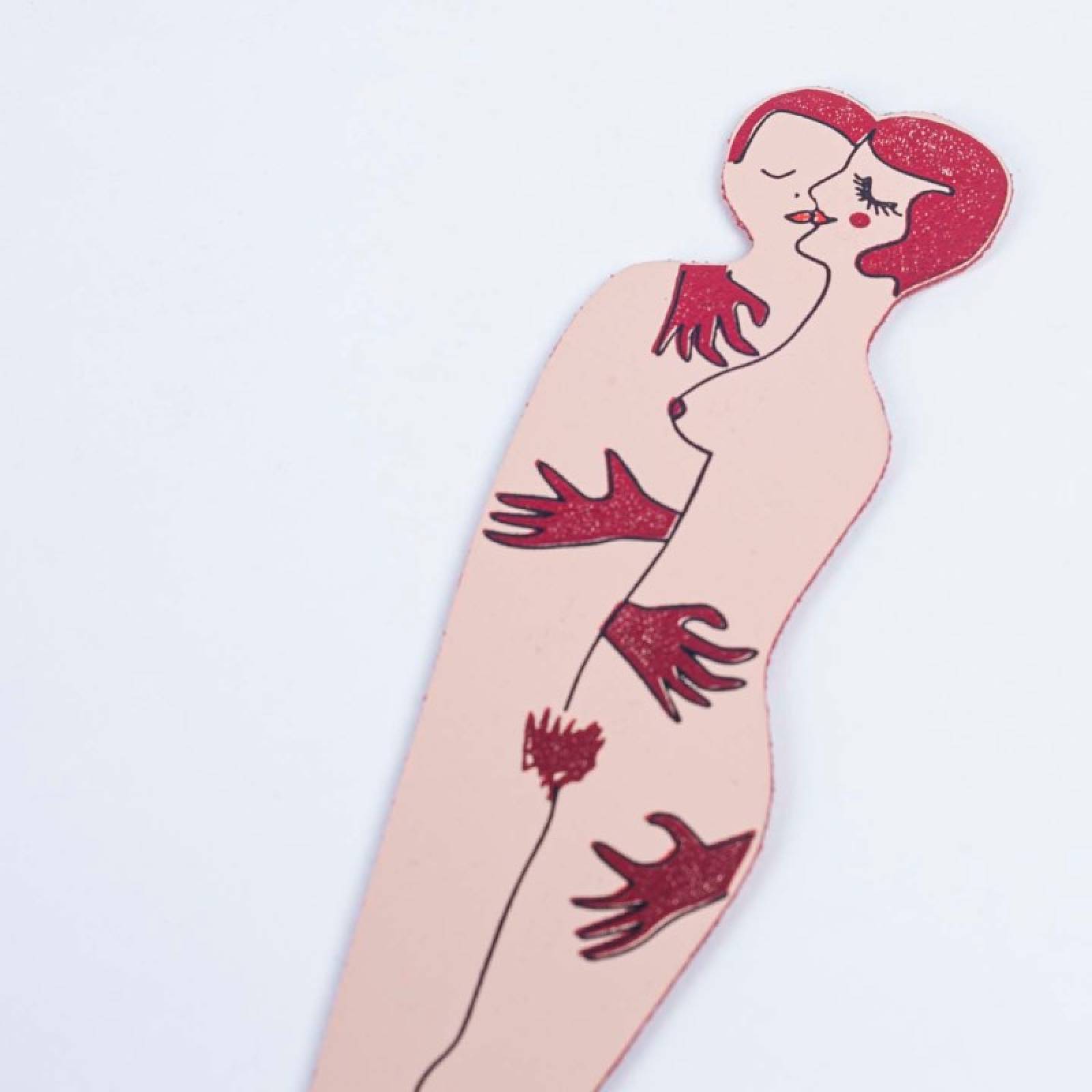 Hand Painted Leather Book Lover Bookmark In Pale Pink thumbnails