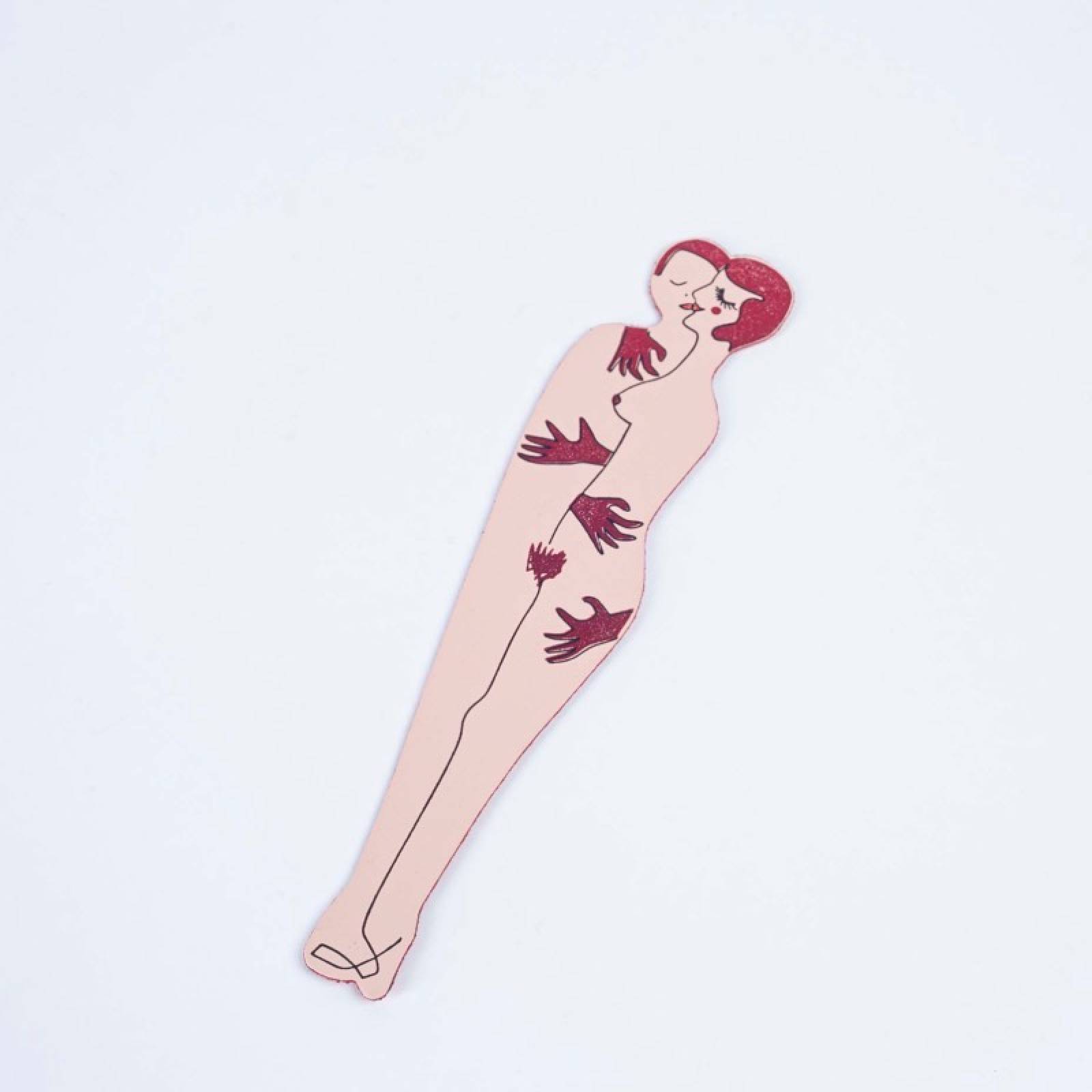 Hand Painted Leather Book Lover Bookmark In Pale Pink
