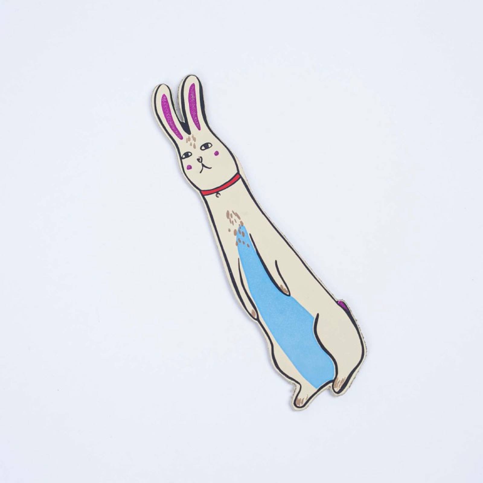 Hand Painted Leather Bunny Bookmark In Cream