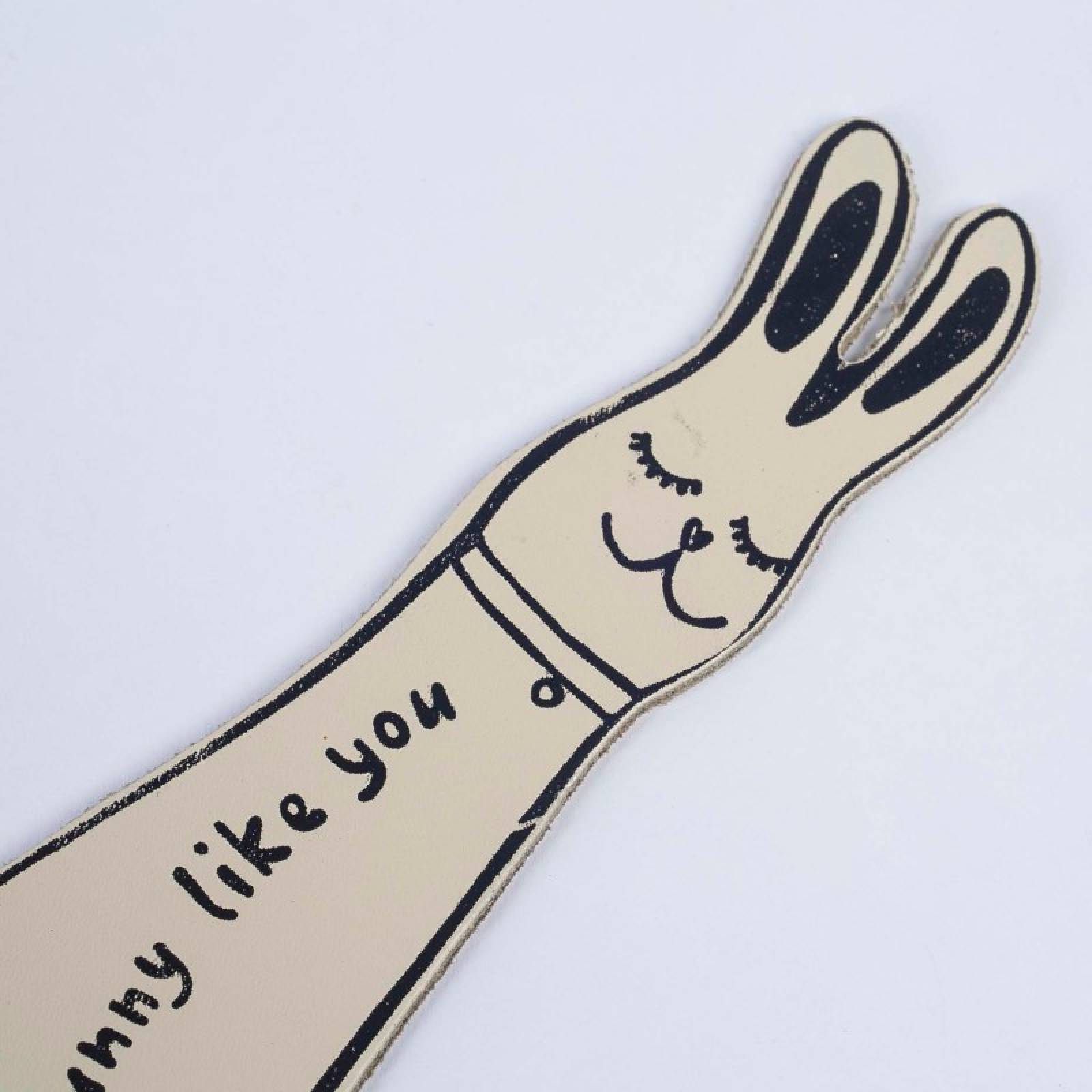 Hand Painted Leather Bunny Bookmark In Cream thumbnails