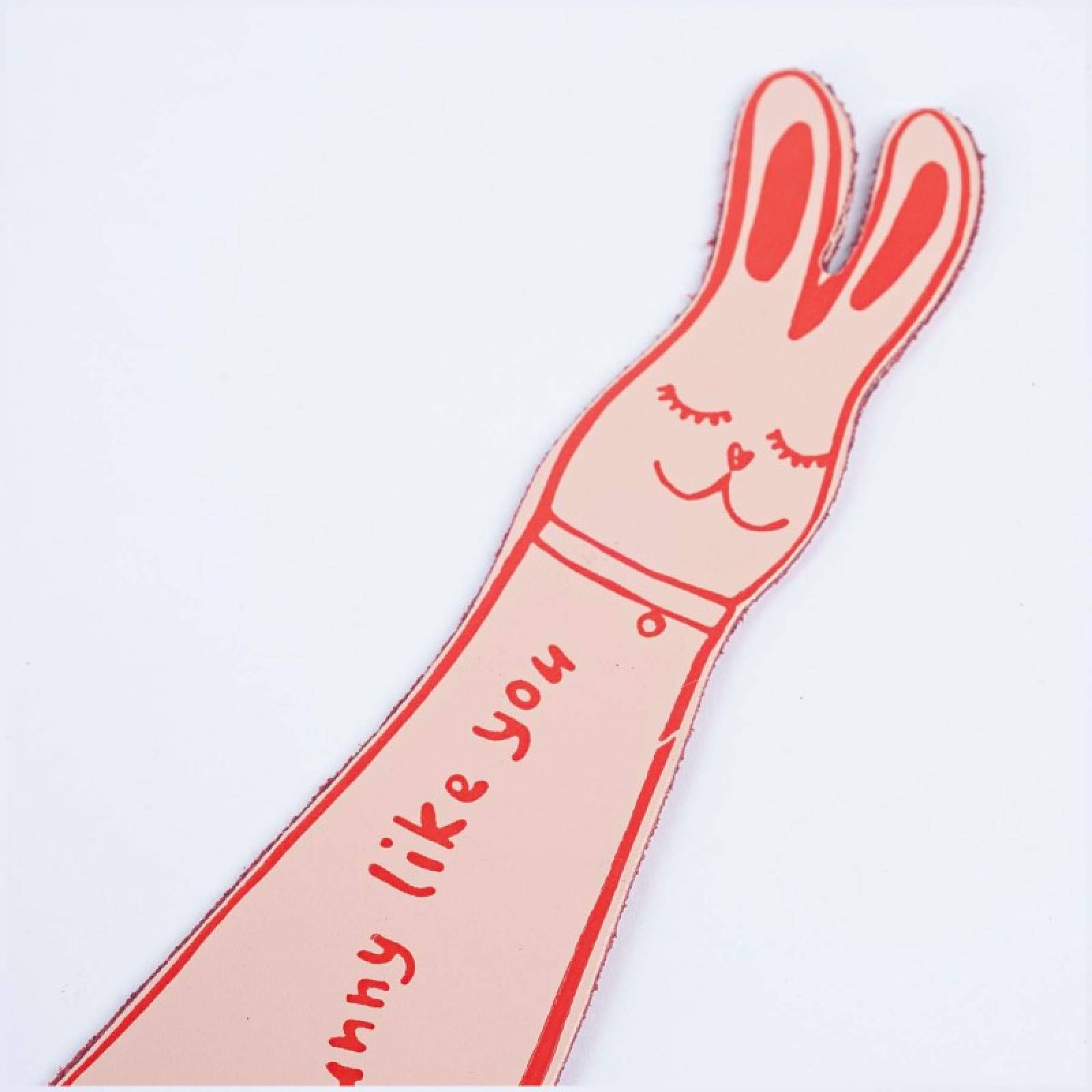 Hand Painted Leather Bunny Bookmark In Pale Pink thumbnails