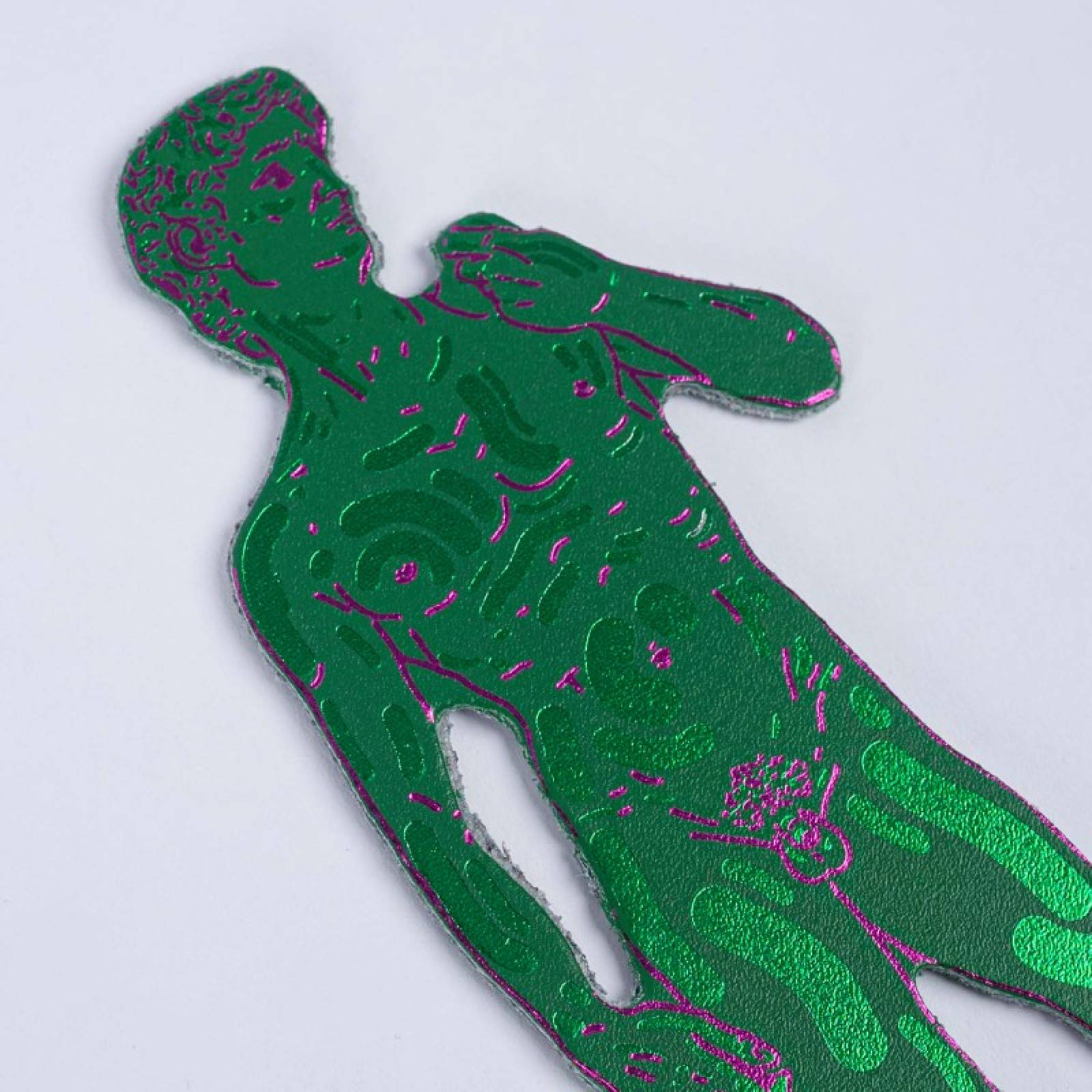 Hand Painted Leather David Bookmark In Bright Green thumbnails
