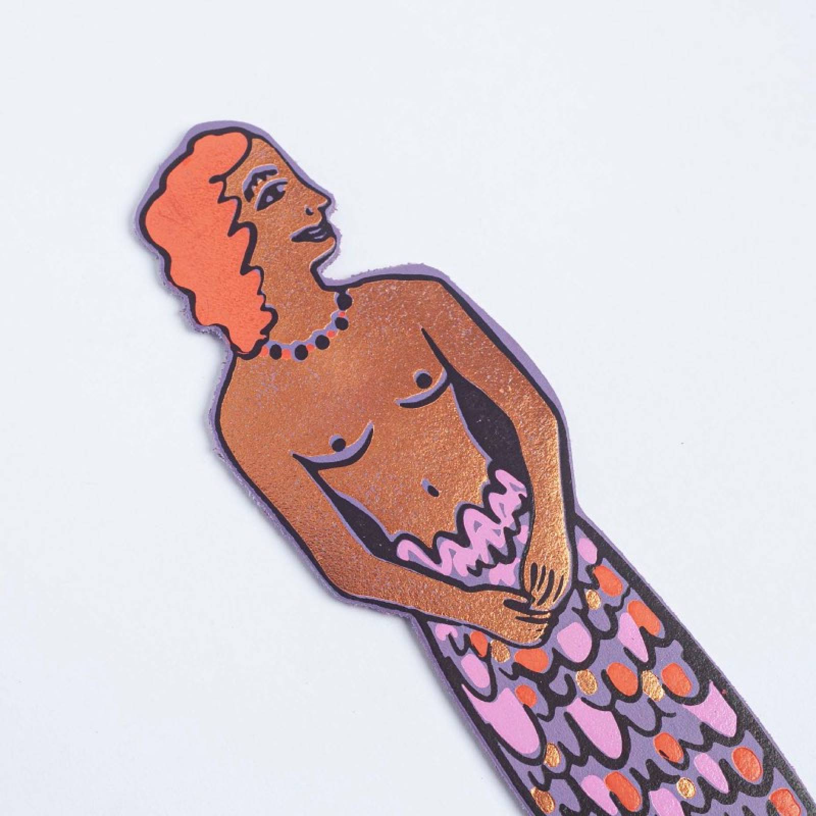 Hand Painted Leather Mer-Woman Bookmark In Lilac thumbnails