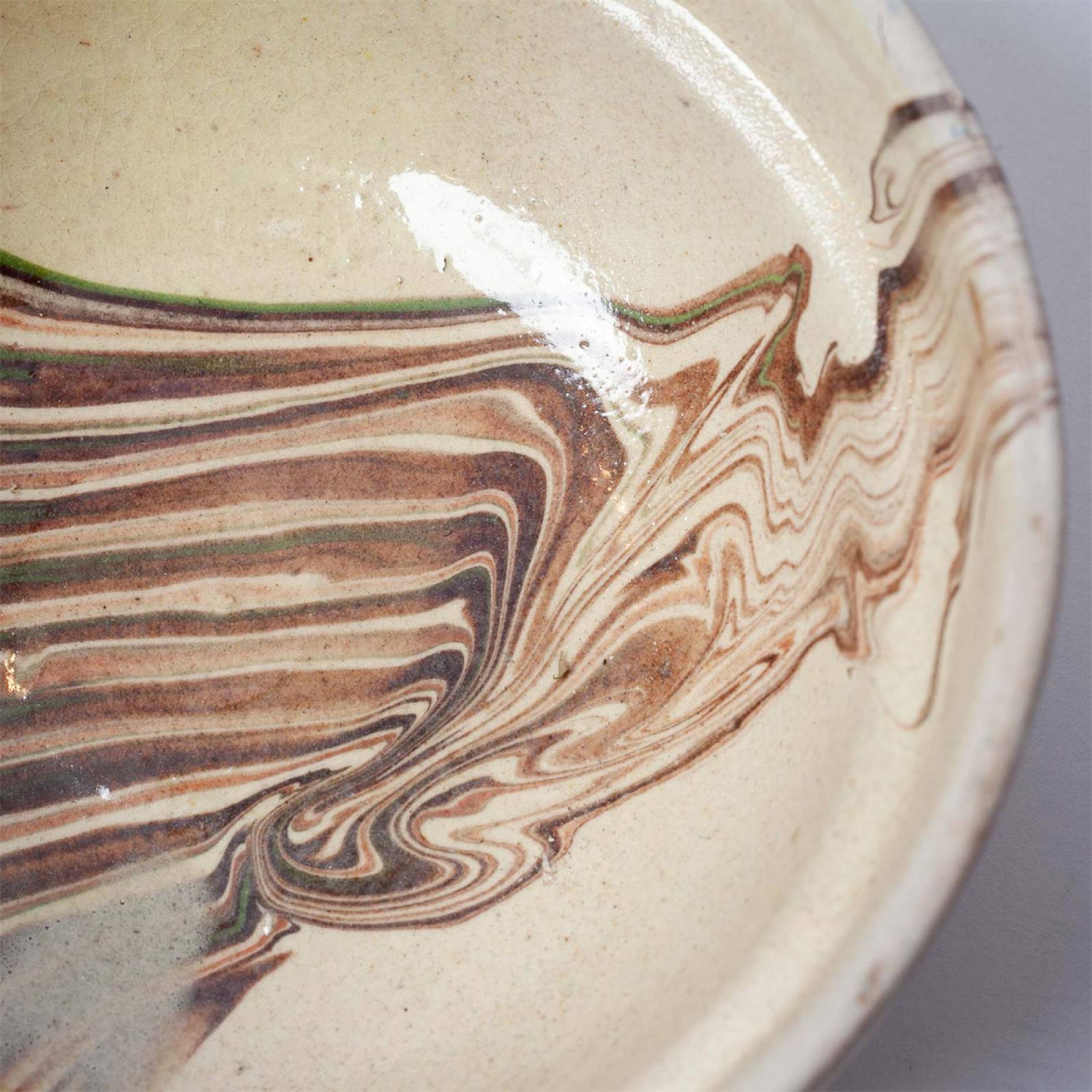 Hand Painted Earthenware Bowl In Off White thumbnails