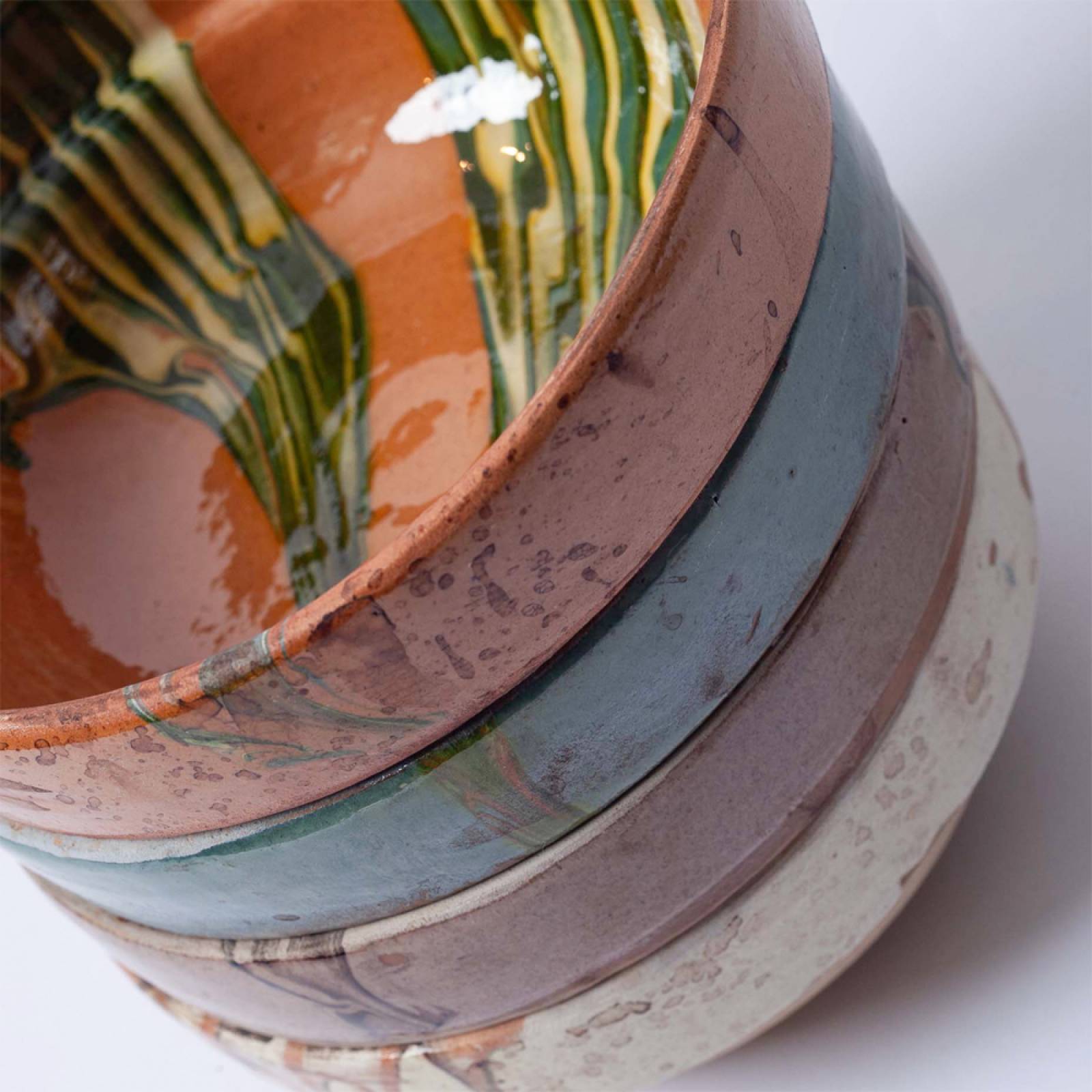 Hand Painted Earthenware Bowl In Off White thumbnails