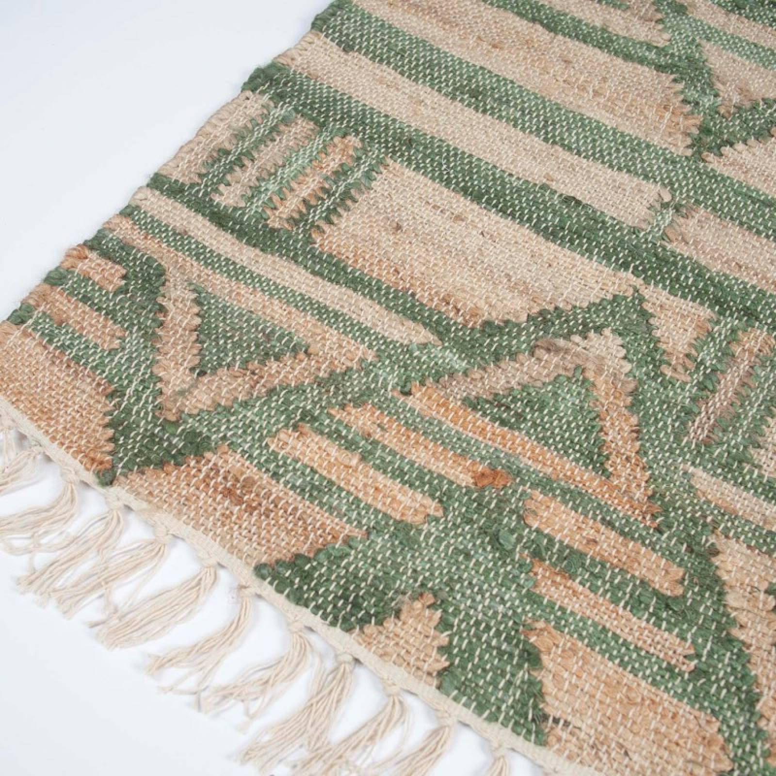 Handwoven Jute Rug In Green Chevron Pattern 120x180cm thumbnails
