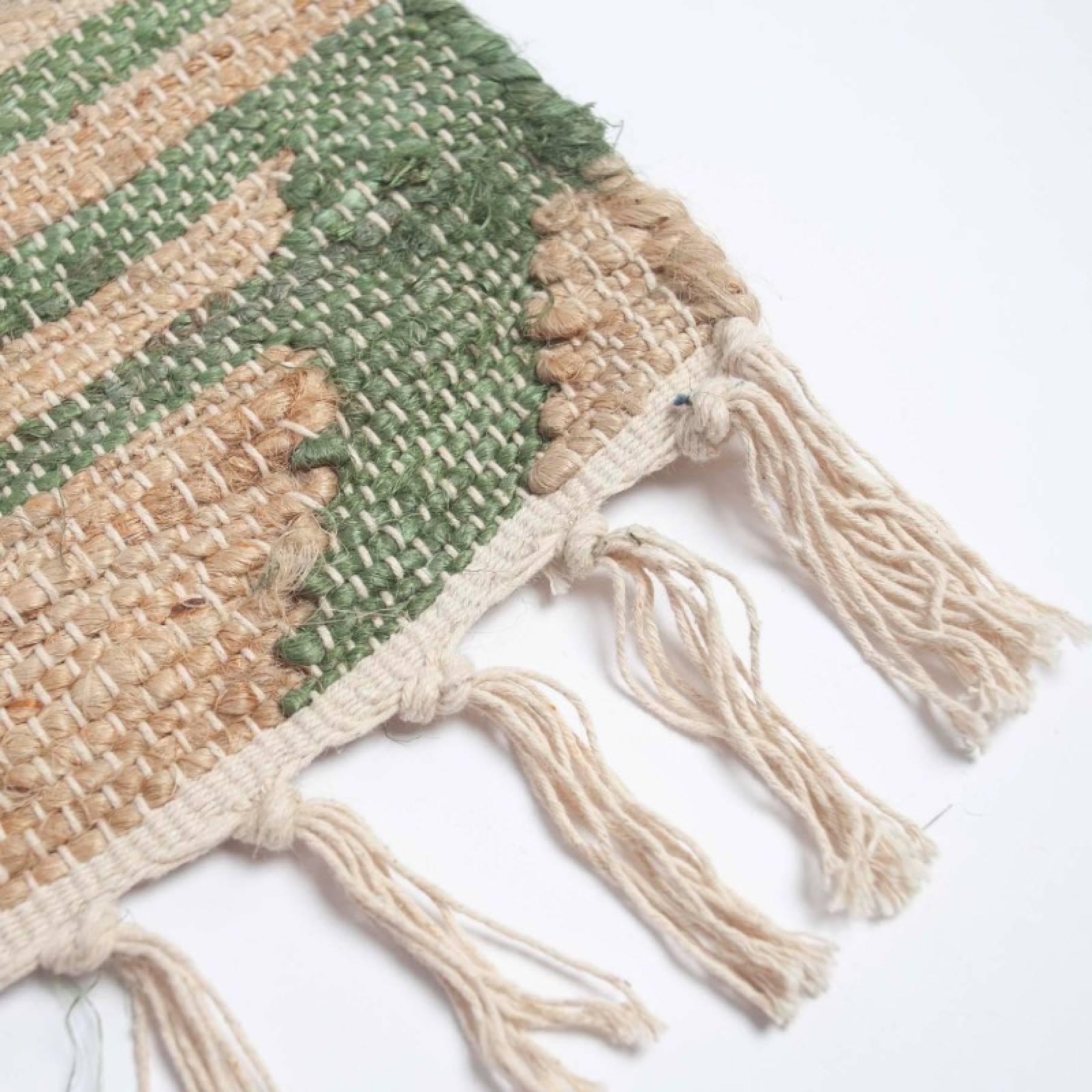 Handwoven Jute Rug In Green Chevron Pattern 120x180cm thumbnails