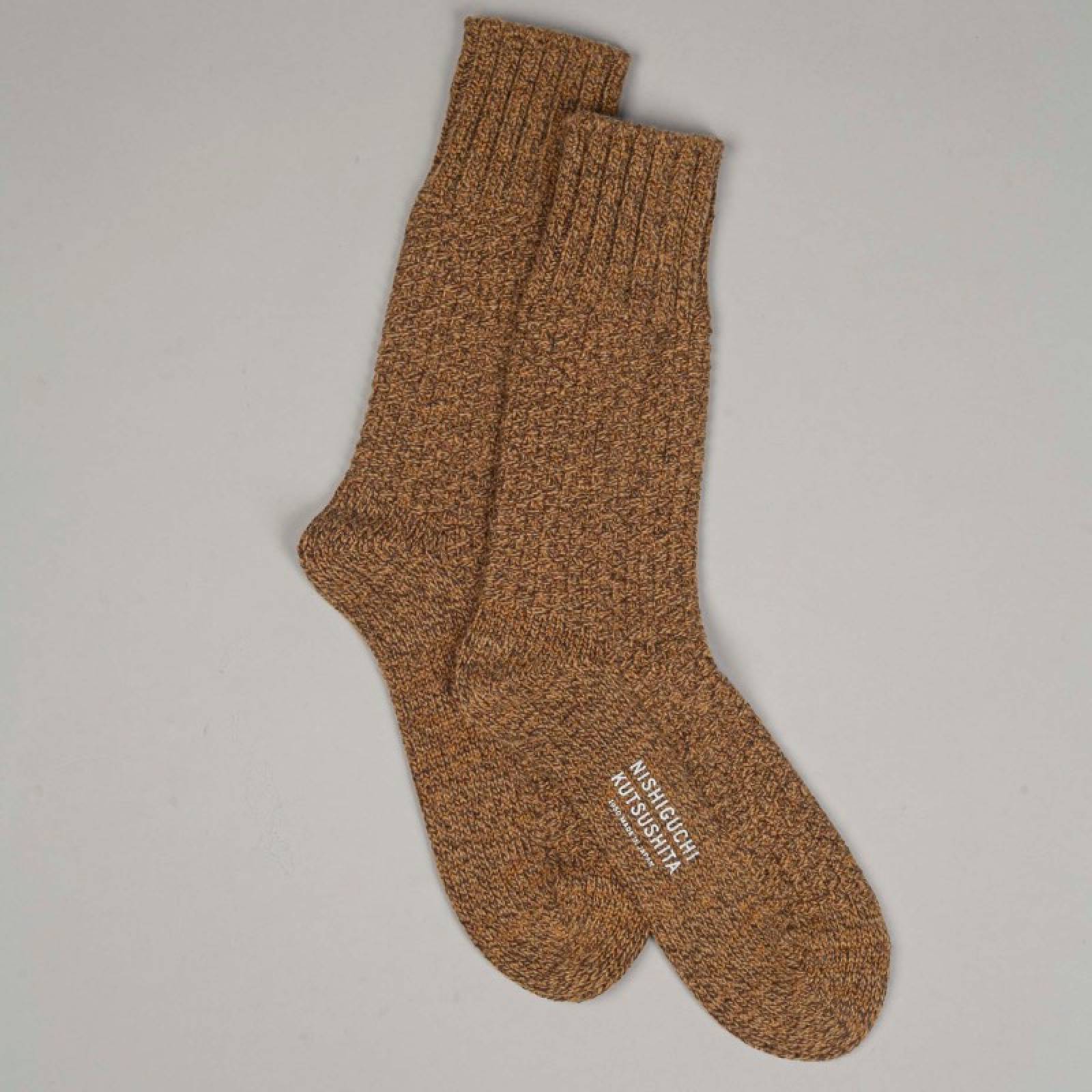 Japanese Wool & Cotton Boot Socks In Mustard