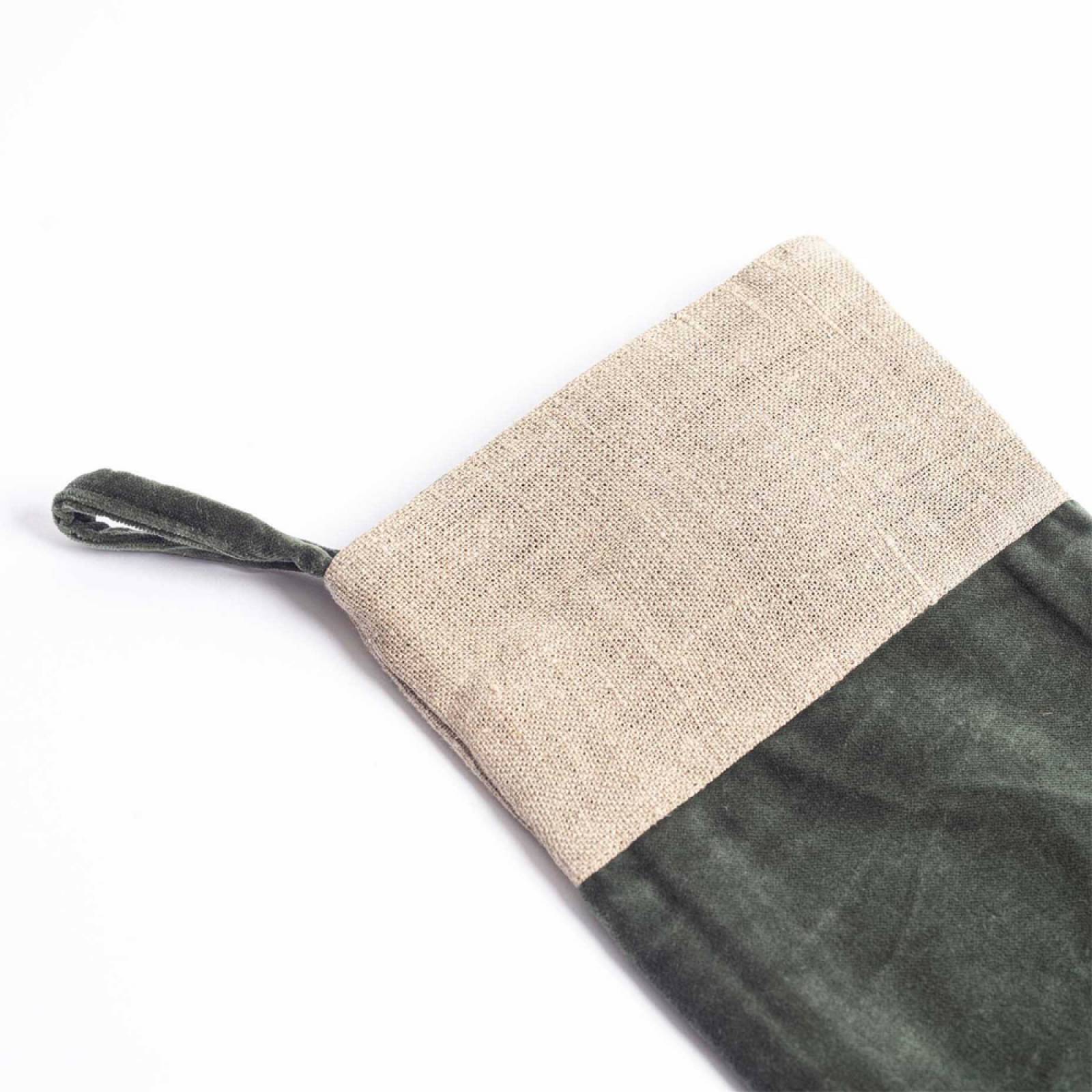 Karru Cotton Velvet Christmas Stocking In Forest Green thumbnails