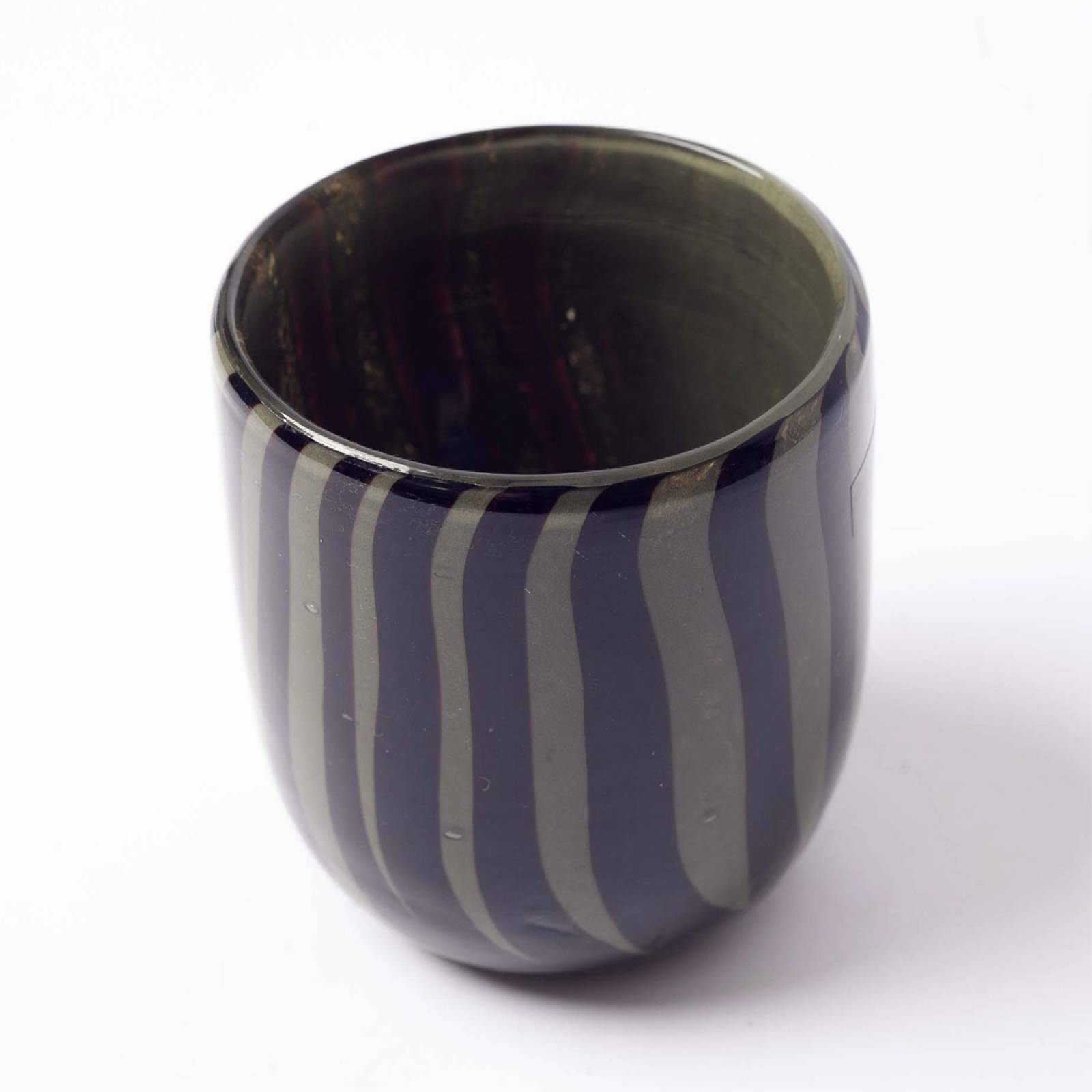 Khaki & Black Stripe Glass Vase H:11cm thumbnails