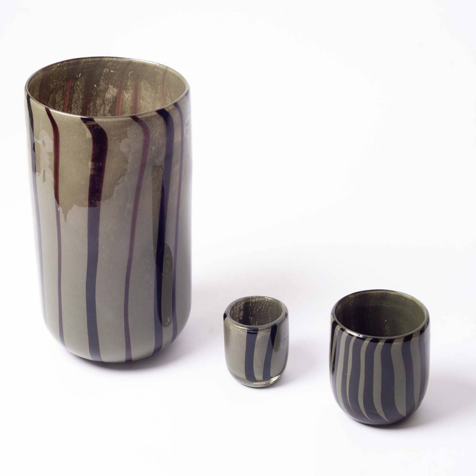 Khaki & Black Stripe Glass Vase H:11cm thumbnails