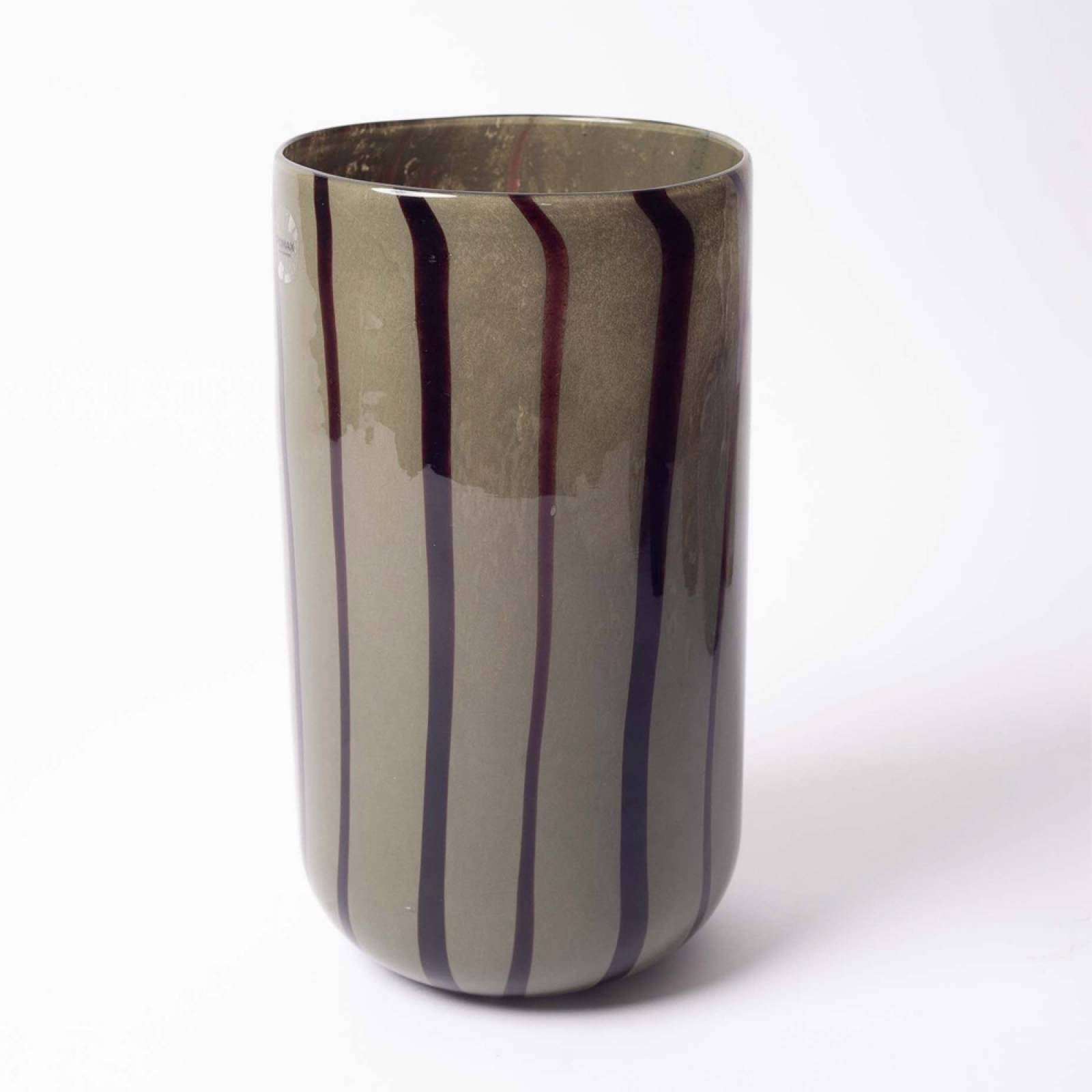 Khaki & Black Stripe Glass Vase H:30cm