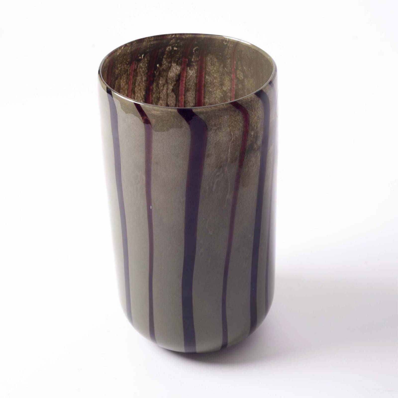 Khaki & Black Stripe Glass Vase H:30cm thumbnails