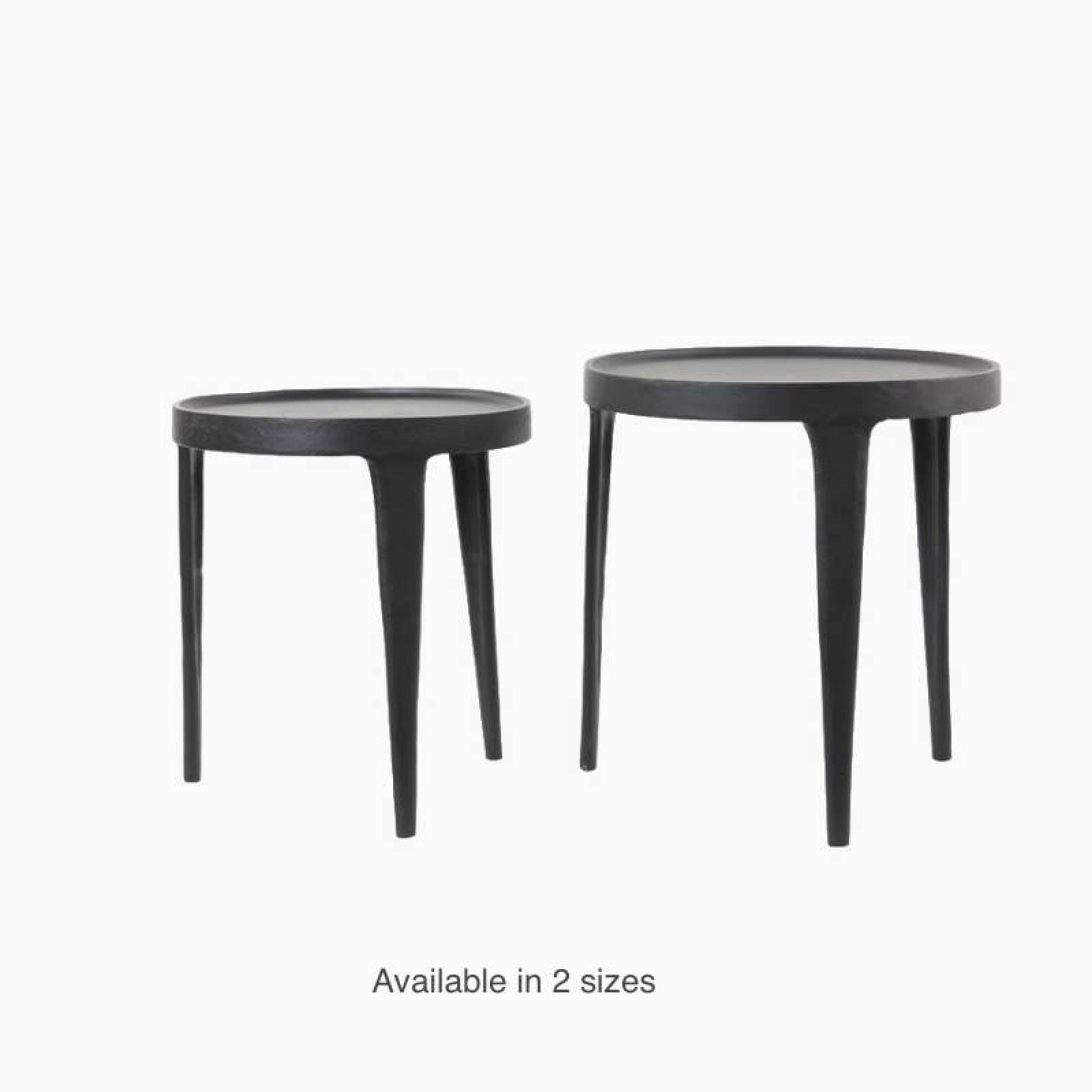 Large Simple Black Metal Side Table With Curved Lip H:43cm thumbnails