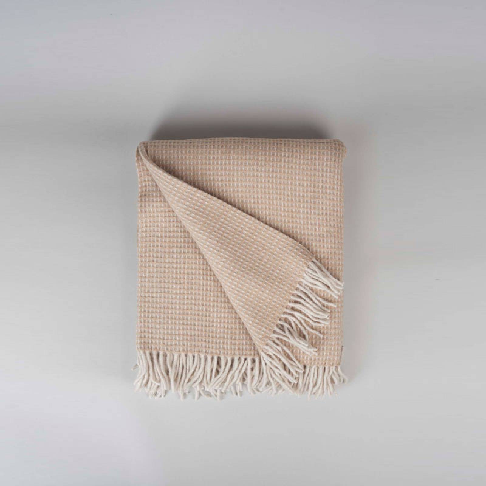 Large Blanket In Camel Waffle Recycled Wool thumbnails