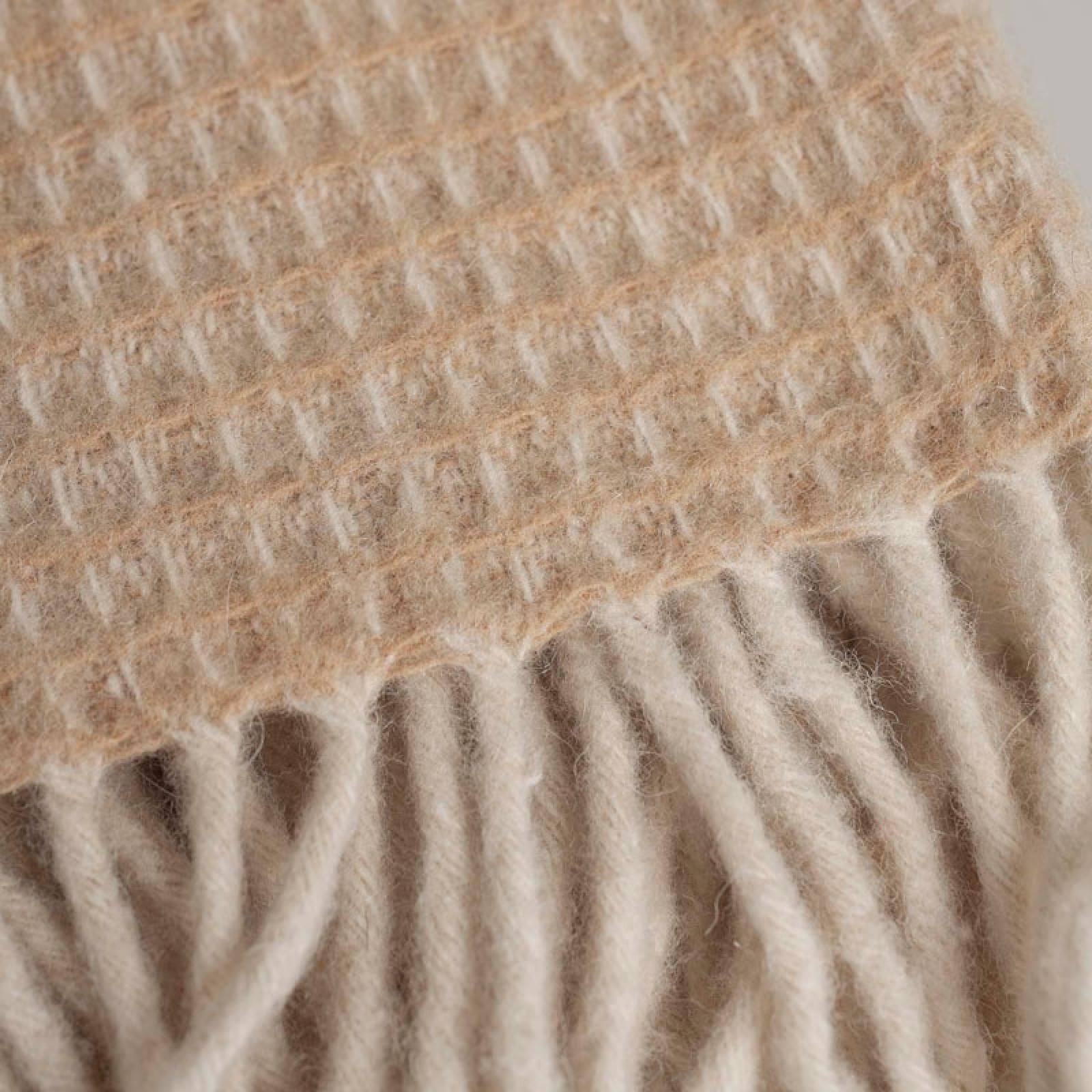 Large Blanket In Camel Waffle Recycled Wool thumbnails