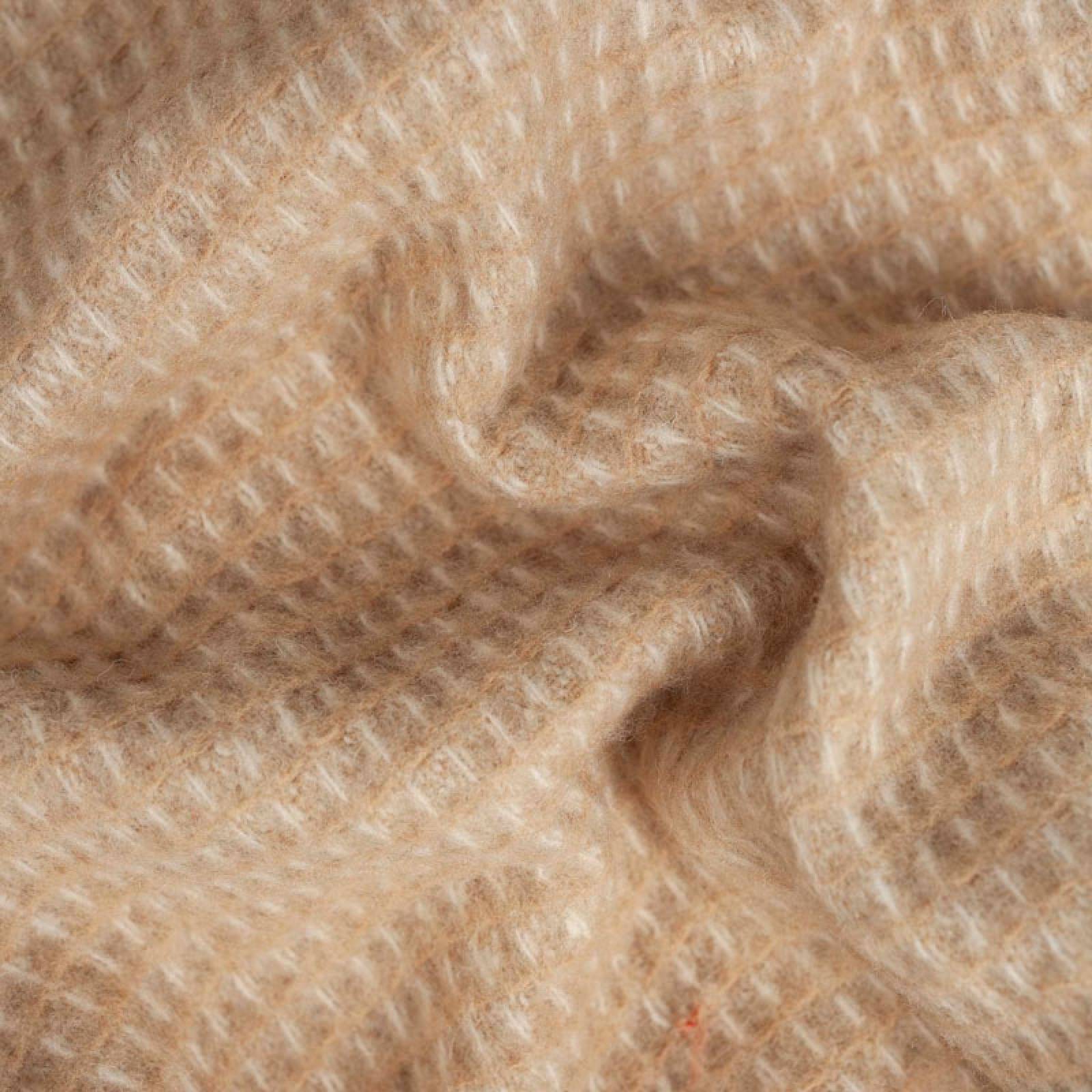 Large Blanket In Camel Waffle Recycled Wool thumbnails
