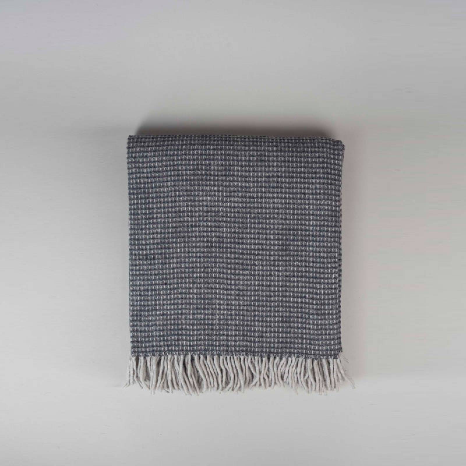 Large Blanket In Charcoal Waffle Recycled Wool