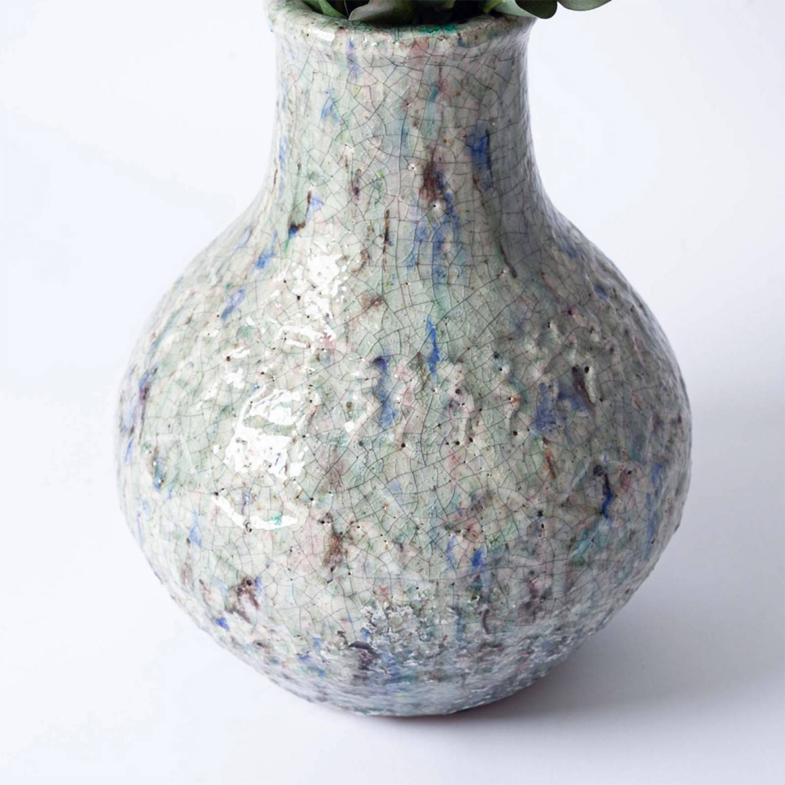 Large Blue Mottled Terracotta Vase H:34cm thumbnails