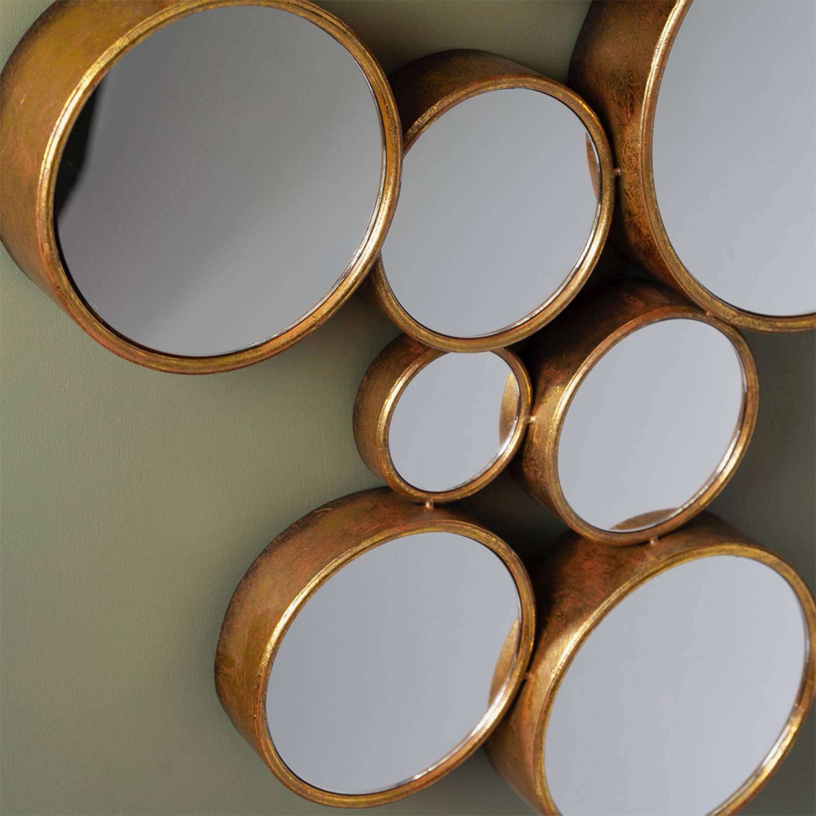 Large Circles Mirror - 15 Round Gold Mirrors 61x103cm thumbnails
