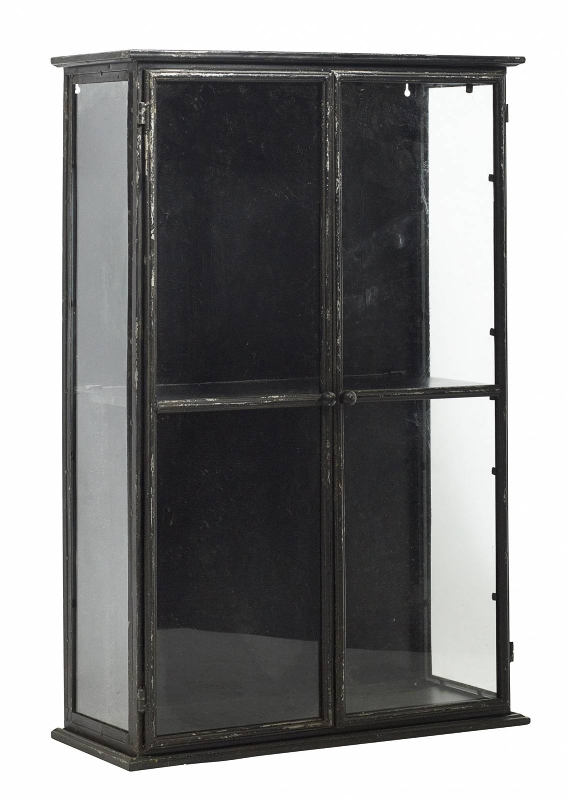 Large Black Glazed Metal Wall Cabinet With Glass 54x23x81cm thumbnails