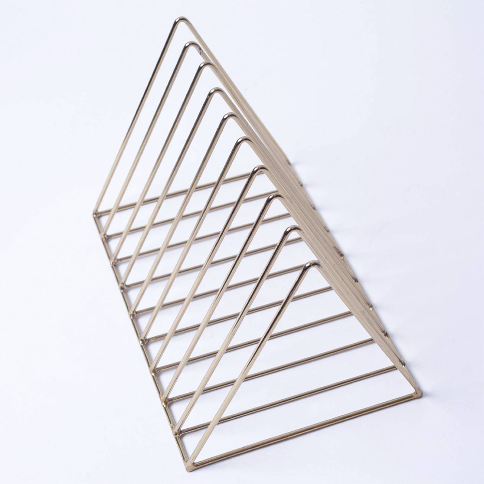 Large Triangular Shiny Gold Wire Plate Rack thumbnails
