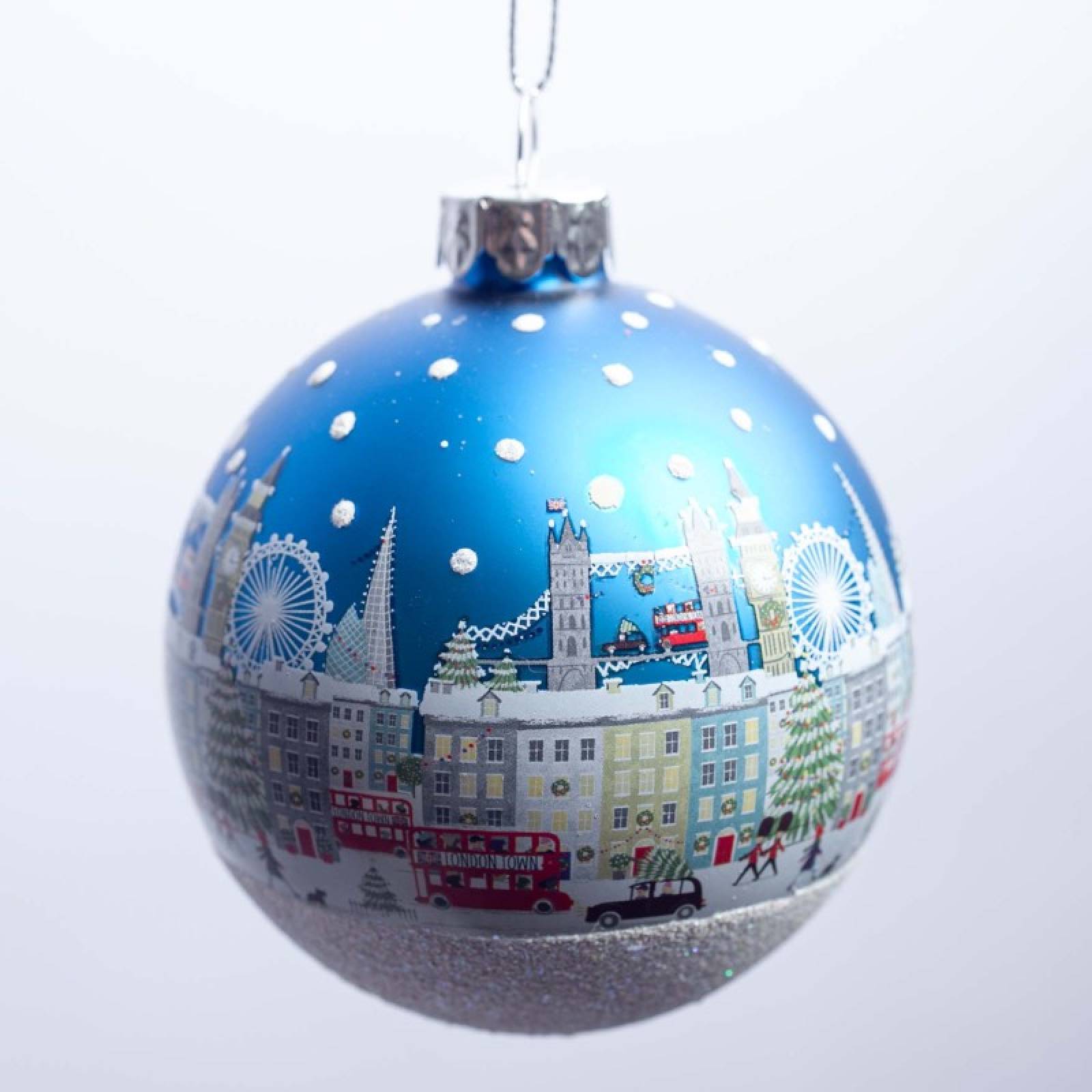 London Scene Glass Bauble Hanging Christmas Decoration thumbnails