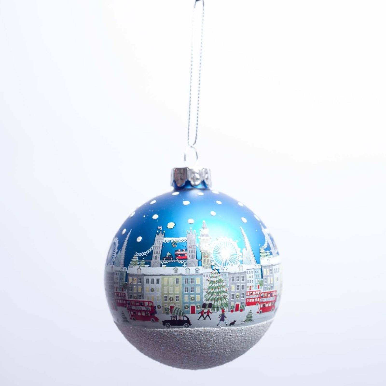 London Scene Glass Bauble Hanging Christmas Decoration